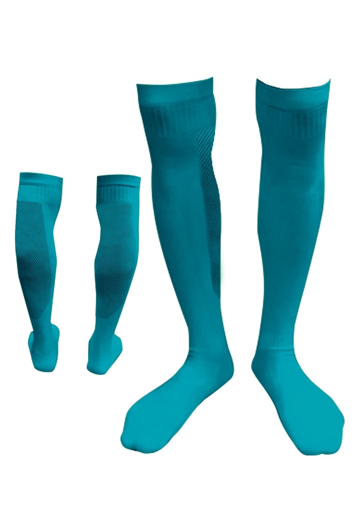 Vee Turkuaz Mavi Profesyonel Fileli Futbol Çorabı