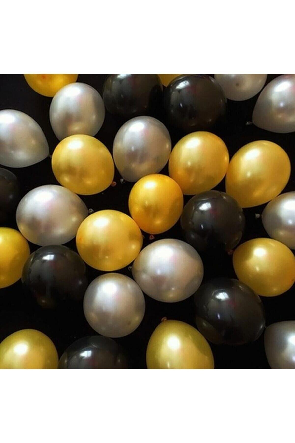 Parti Dolabı 30 Adet. Gümüş,altın,siyah Metalik Sedefli Balon