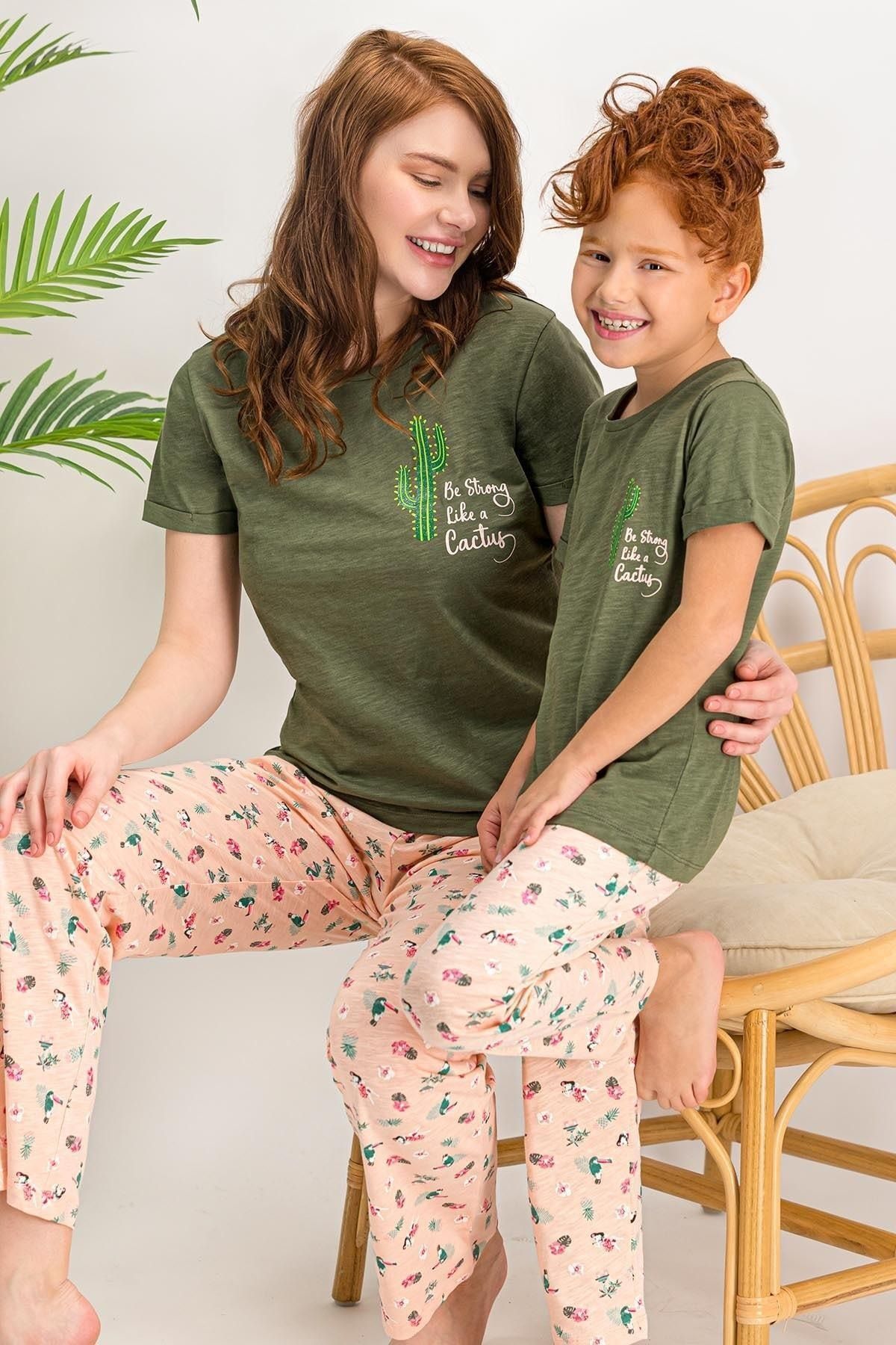 Arnetta Cactus Haki Kız Çocuk Pijama Takımı