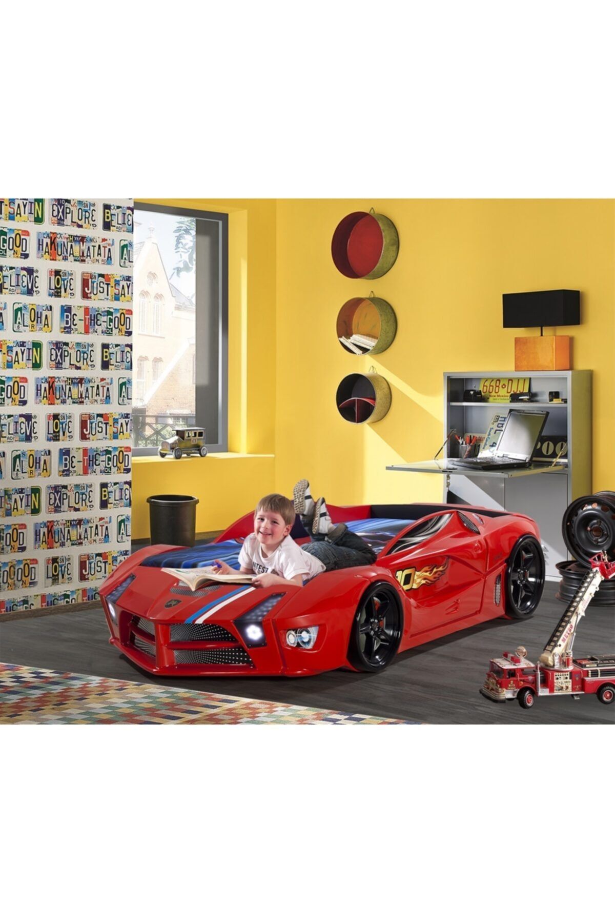Kaju CarBed Kaju Luxury Satandart Arabalı Yatak, Kırmızı, 90x190