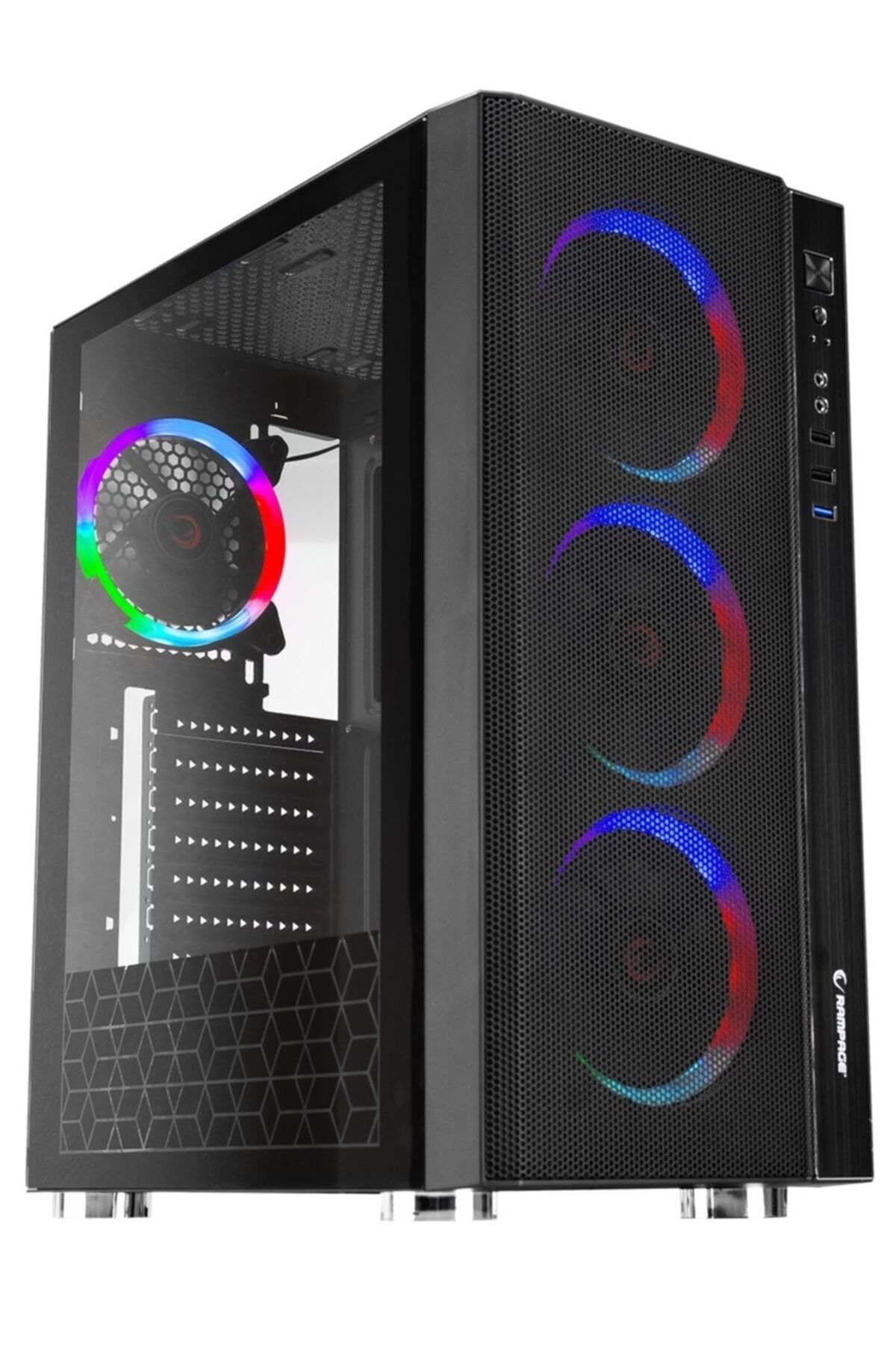 Rampage Carısma 4x Rainbow Fan Gaming Oyuncu Bilgisayar Kasası + 600w 80 Plus Bronze Power Supply