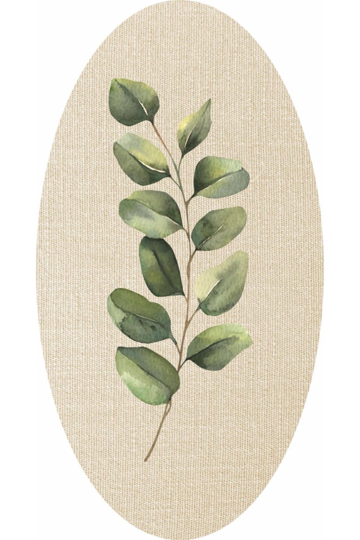 Missia Home Ince Dekoratif Oval Halı Botanik Serisi Okaliptus Desen