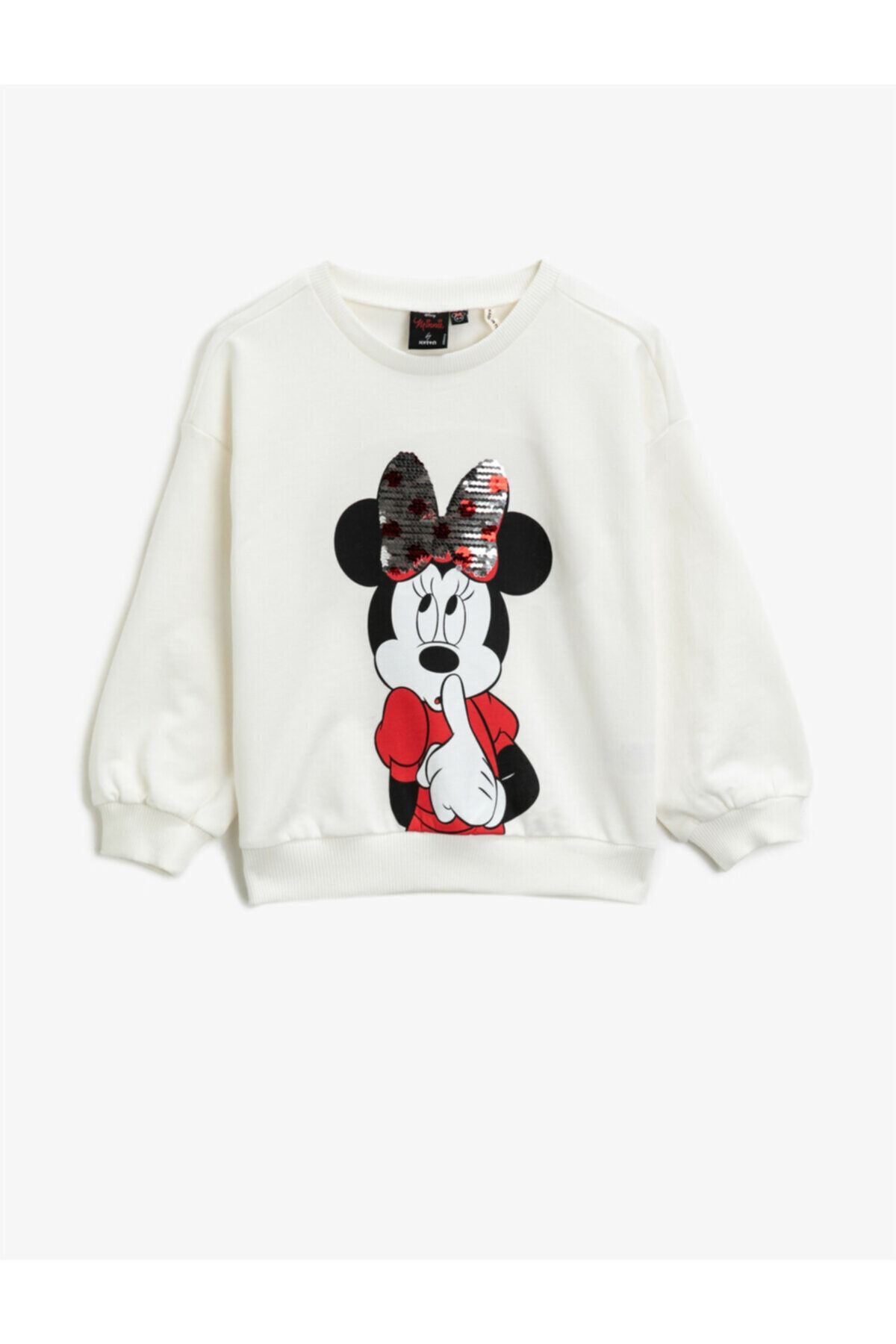 Koton Kız Çocuk Ekru Pamuklu Minnie Mouse Sweatshirt
