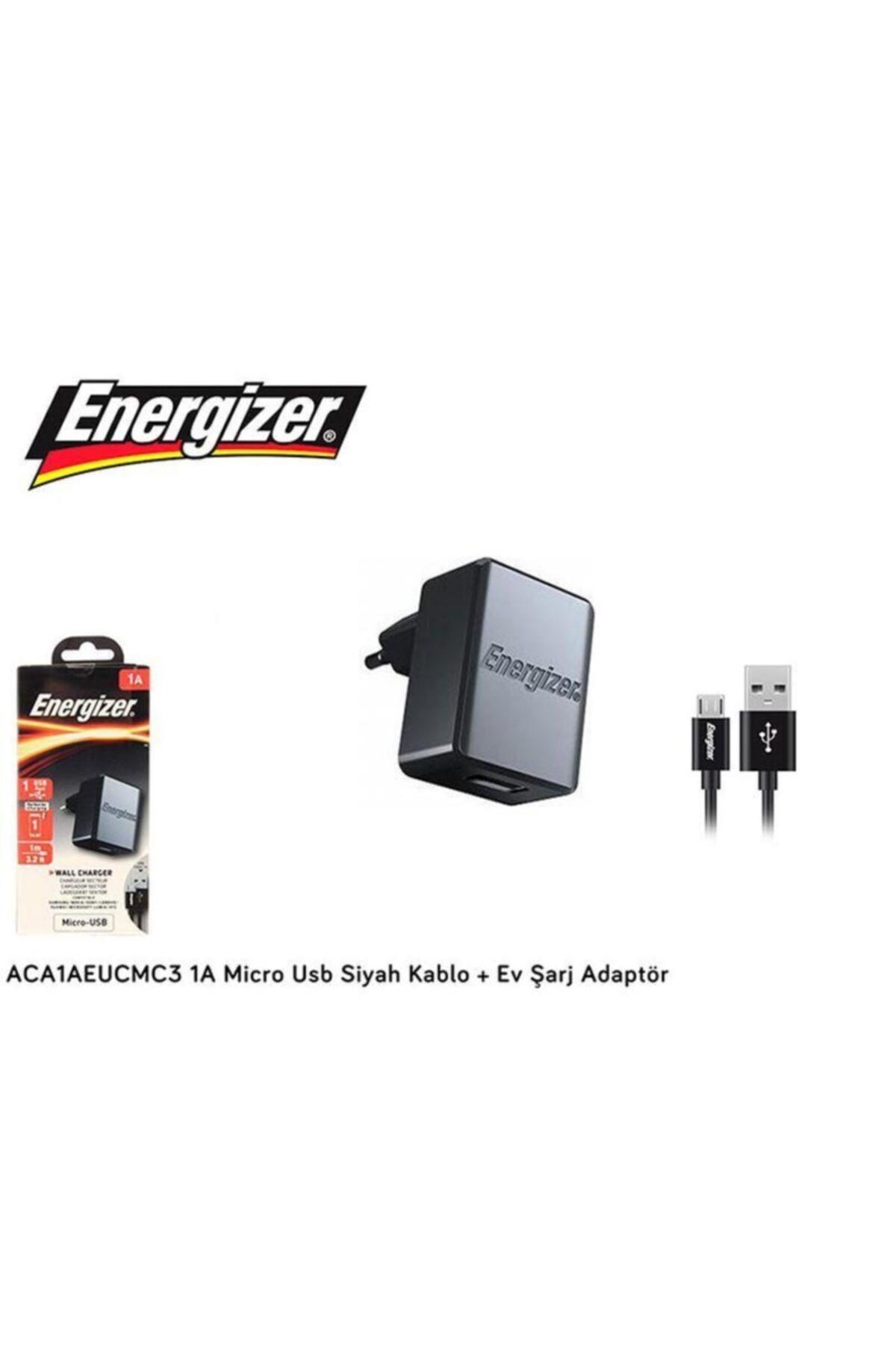 Energizer Aca1aeucmc3 1a Micro Usb Siyah Kablo + Ev Şarj Adaptör