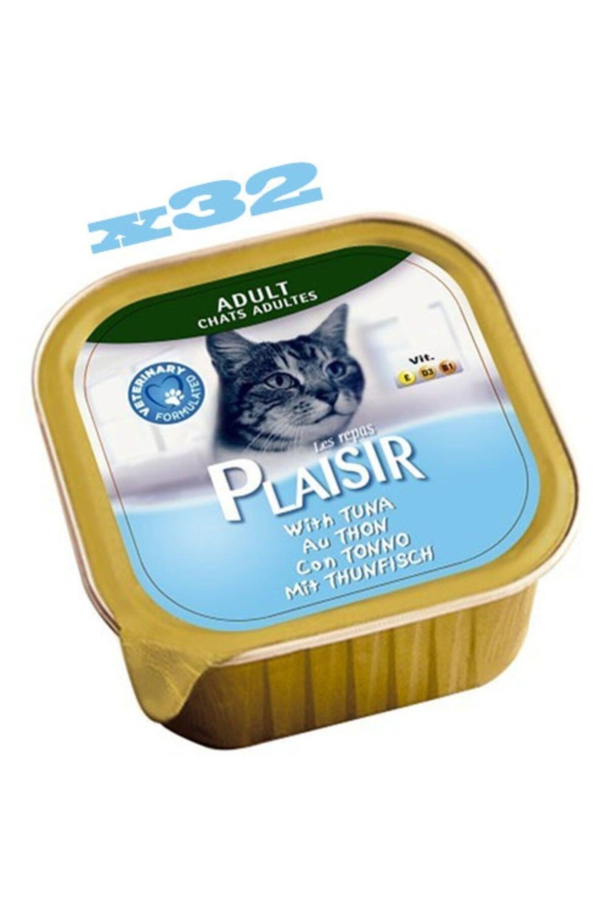 Plaisir 100gr Tuna Balıklı Pate Yaş Kedi Maması 32adet