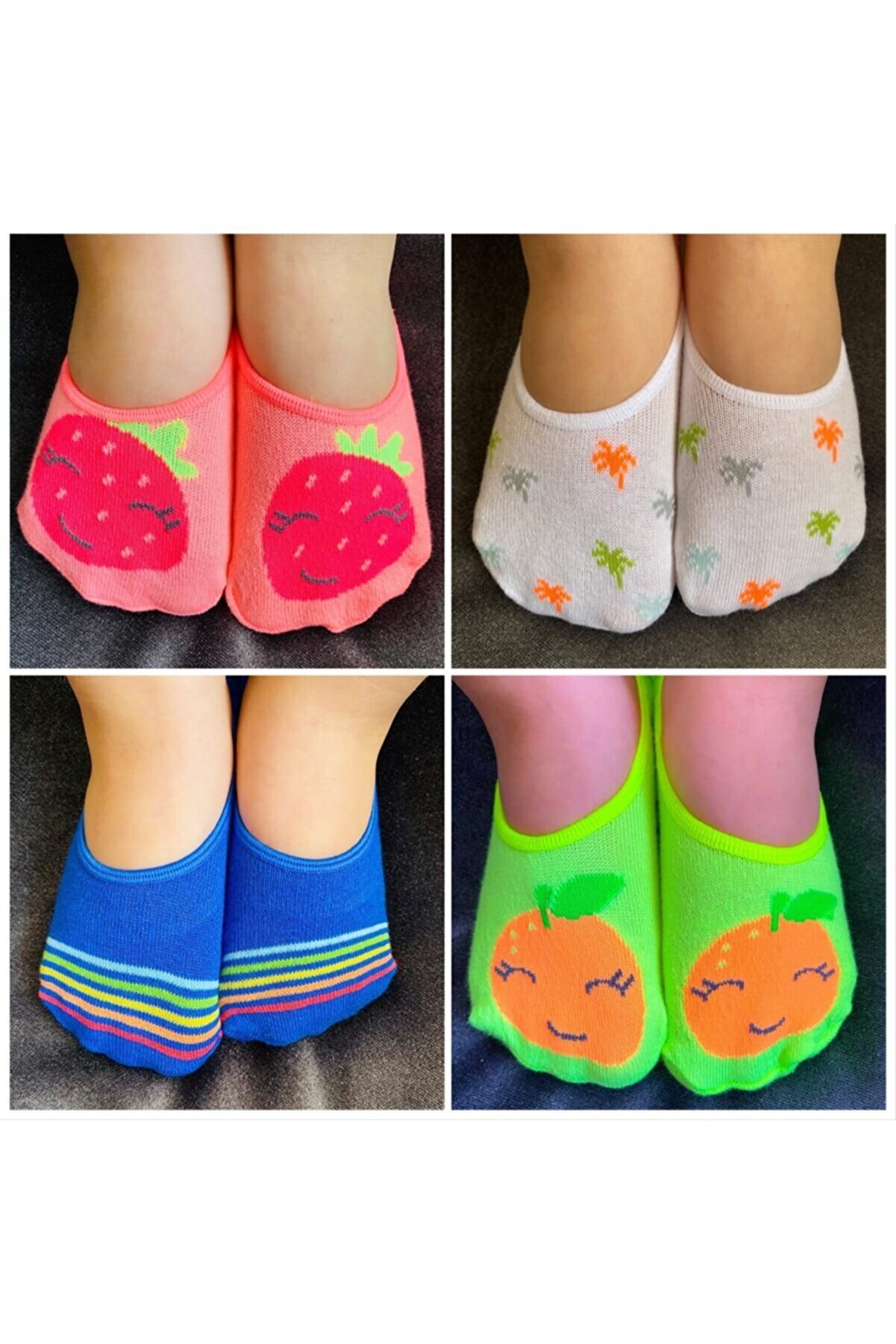 Pamko Butik Kız Çocuk Neon Babet Çorap 4'lü Set