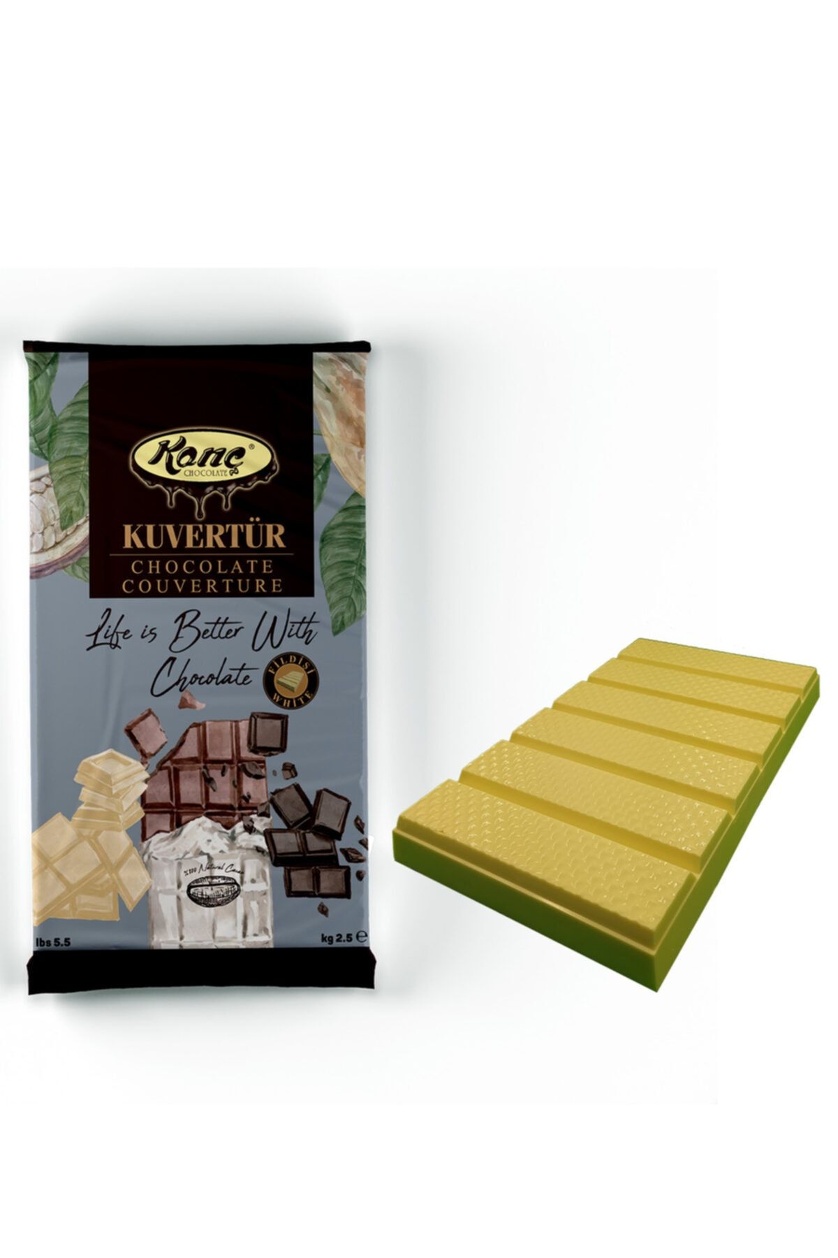 Konç Chocolate Premium Kuvertür Çikolata Fildişi 2,5 Kg