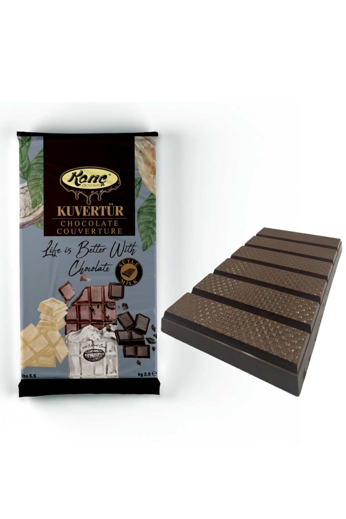Konç Chocolate Kuvertür Çikolata Sütlü 2,5kg %35