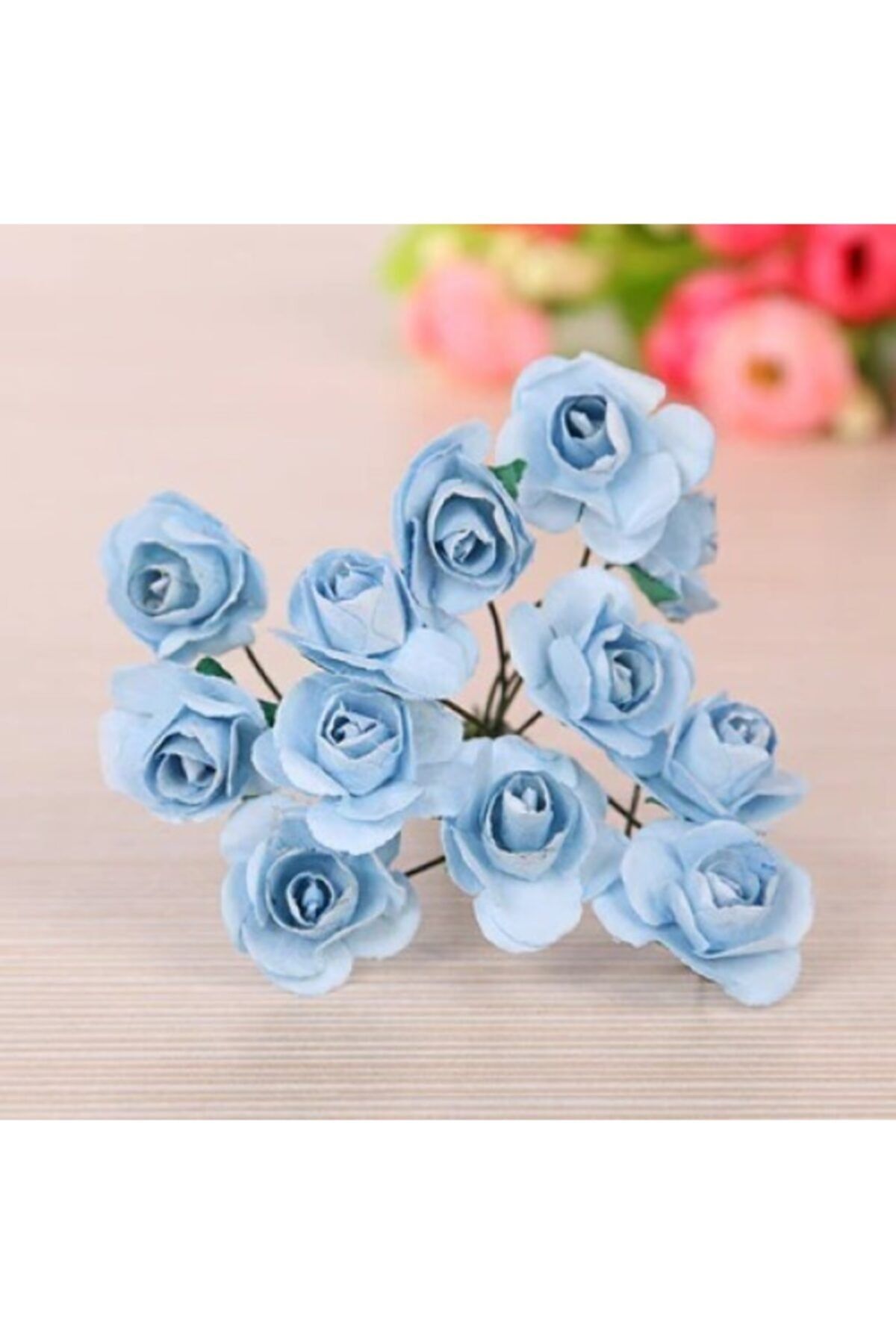 Aker Hediyelik Bebe Mavi Kağıt Gül 144lü Kağıt Güller El Işi Süsleme Hobi Dekorasyon Tasarım Yapay Çiçek Aranjman