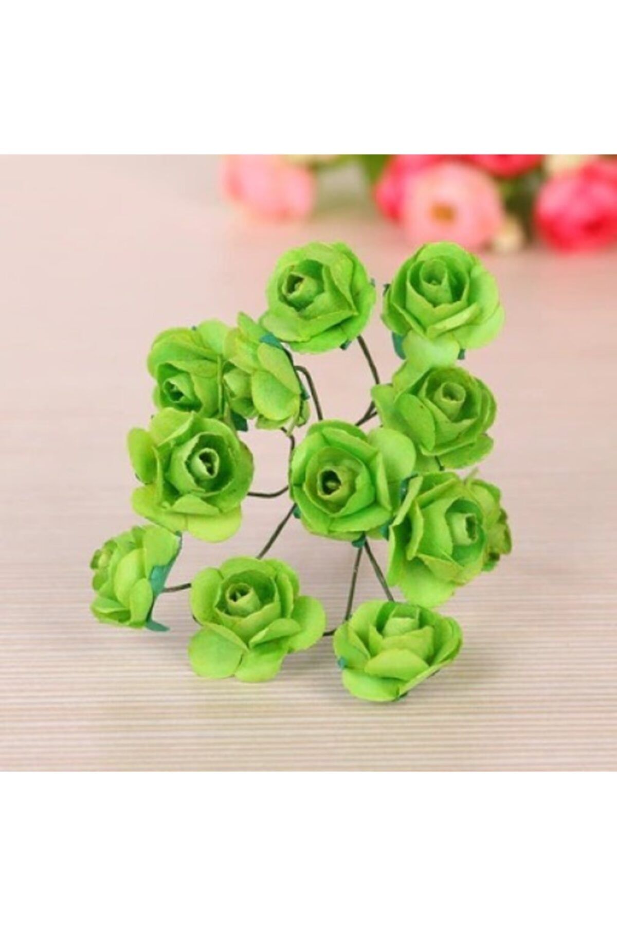 Aker Hediyelik Fıstık Yeşili Kağıt Gül 144lü Kağıt Güller El Işi Süsleme Dekorasyon Tasarım Yapay Çiçek Aranjman