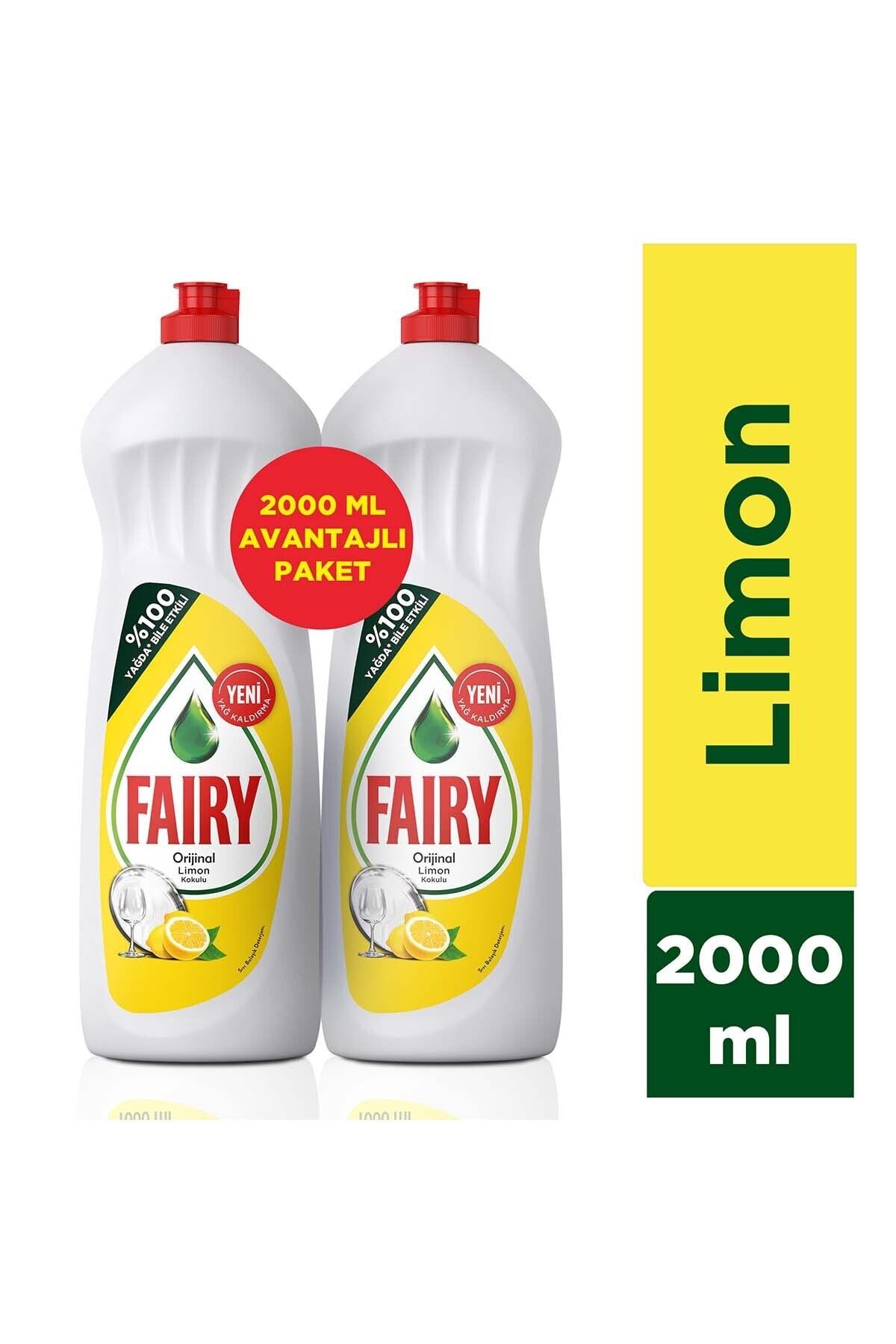 Fairy 2000 ml ( 2 x 1000 ml) Sıvı Bulaşık Deterjanı Limon Fırsat Paketi