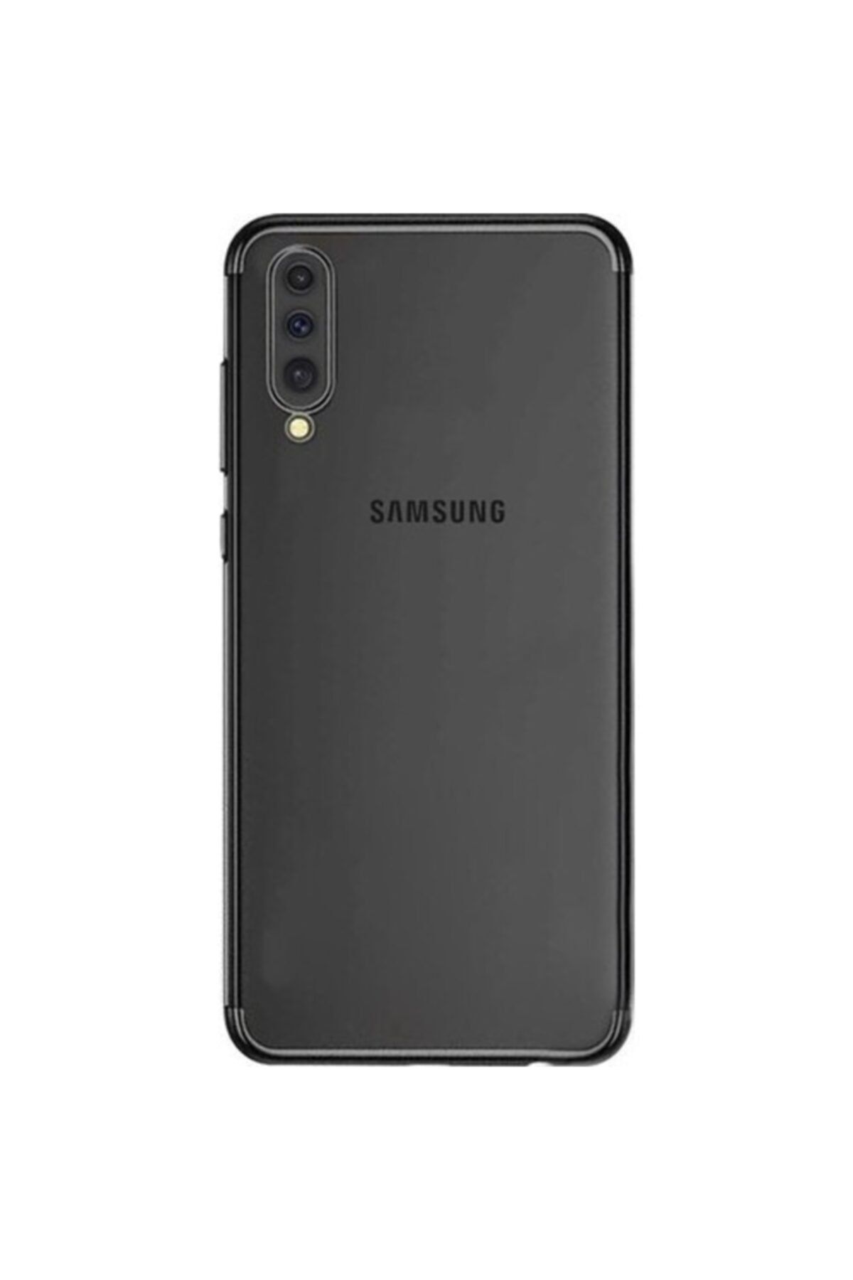 Fibaks Samsung Galaxy A50 Uyumlu Kılıf Dört Köşe Lazer Renkli Şeffaf Silikon