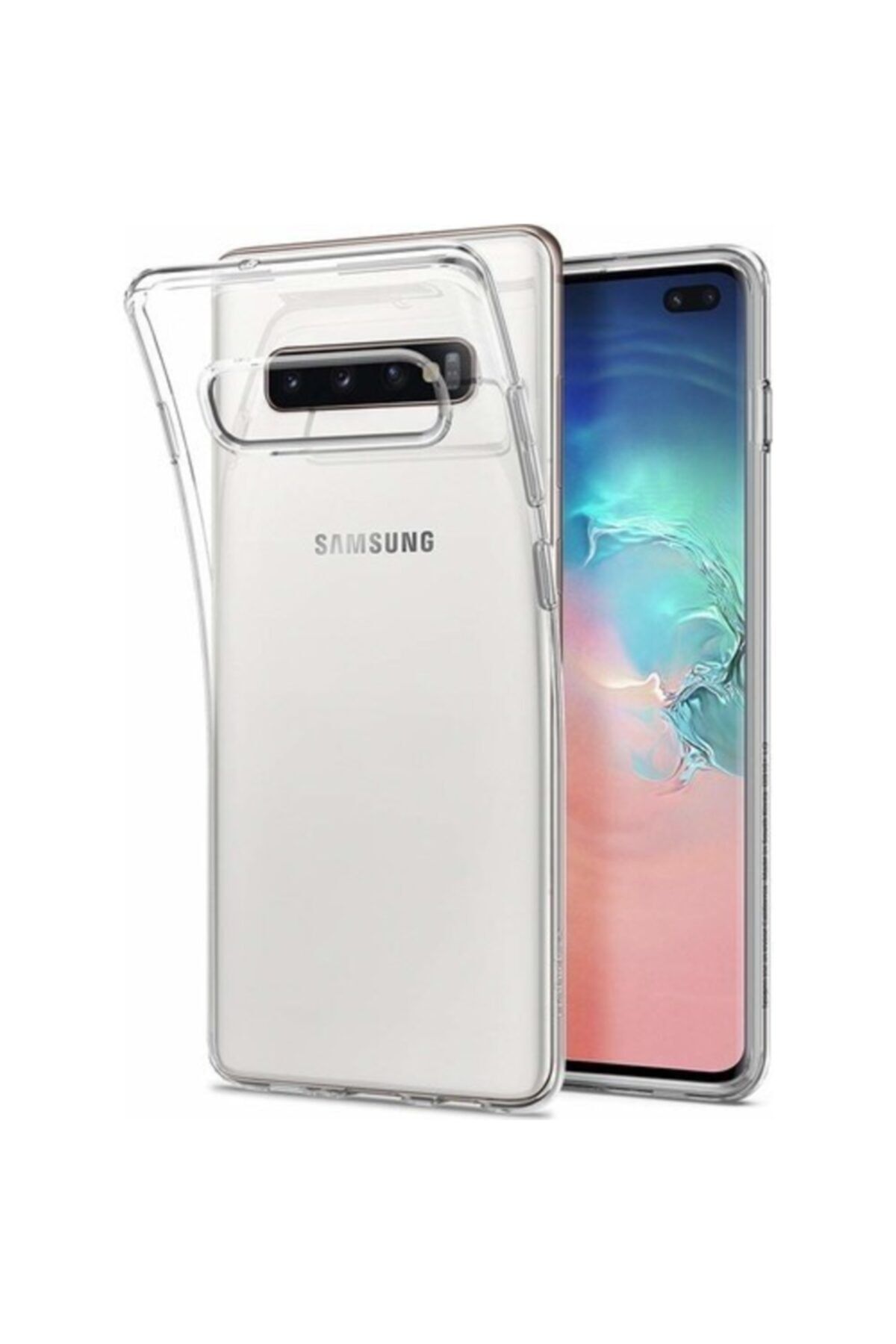 Fibaks Samsung Galaxy S10 Plus Uyumlu Kılıf Şeffaf Süper Silikon