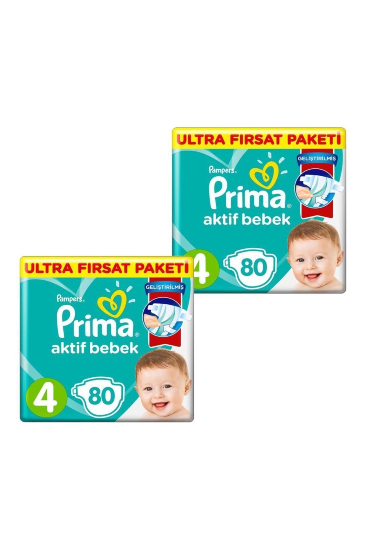 Prima Bebek Bezi Aktif Bebek 4 Beden 80 Adet Ultra Fırsat Paketi X 2 Adet