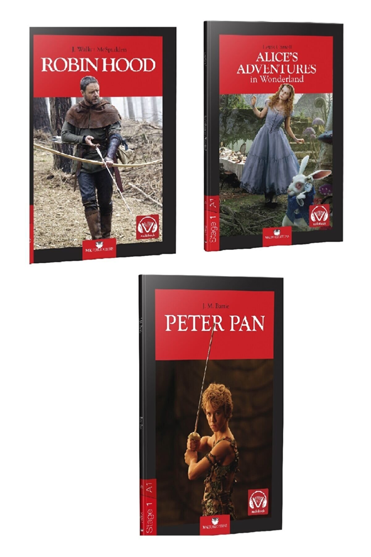 MK Publications Ingilizce 3 Adet Hikaye - 1. Seviye ( Robin Hood, Alice In Wonderland, Peter Pan ) A.1 - Stage -1