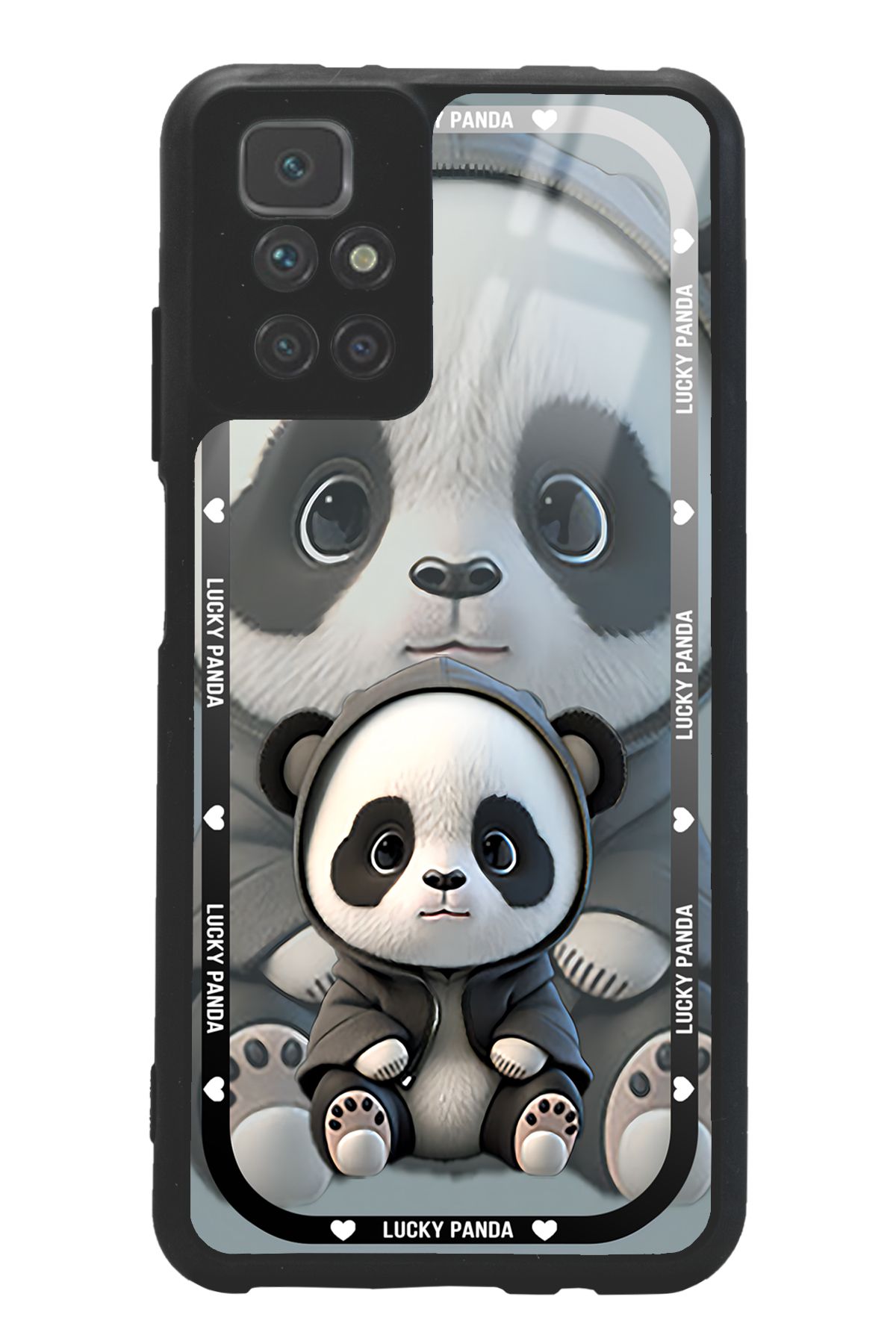 Spoyi Xiaomi Redmi 10 White lucky panda Tasarımlı Glossy Telefon Kılıfı