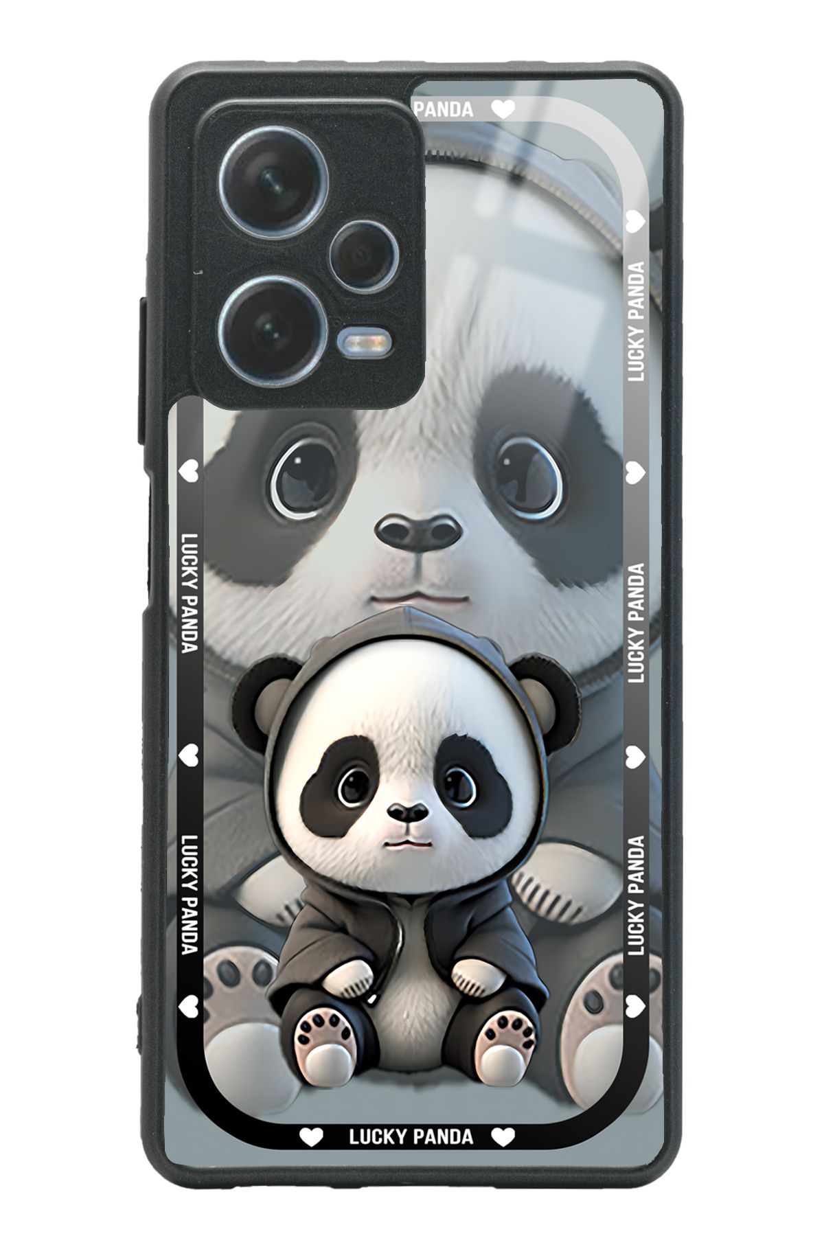 Spoyi Xiaomi Redmi Note 12 Pro 5g White lucky panda Tasarımlı Glossy Telefon Kılıfı