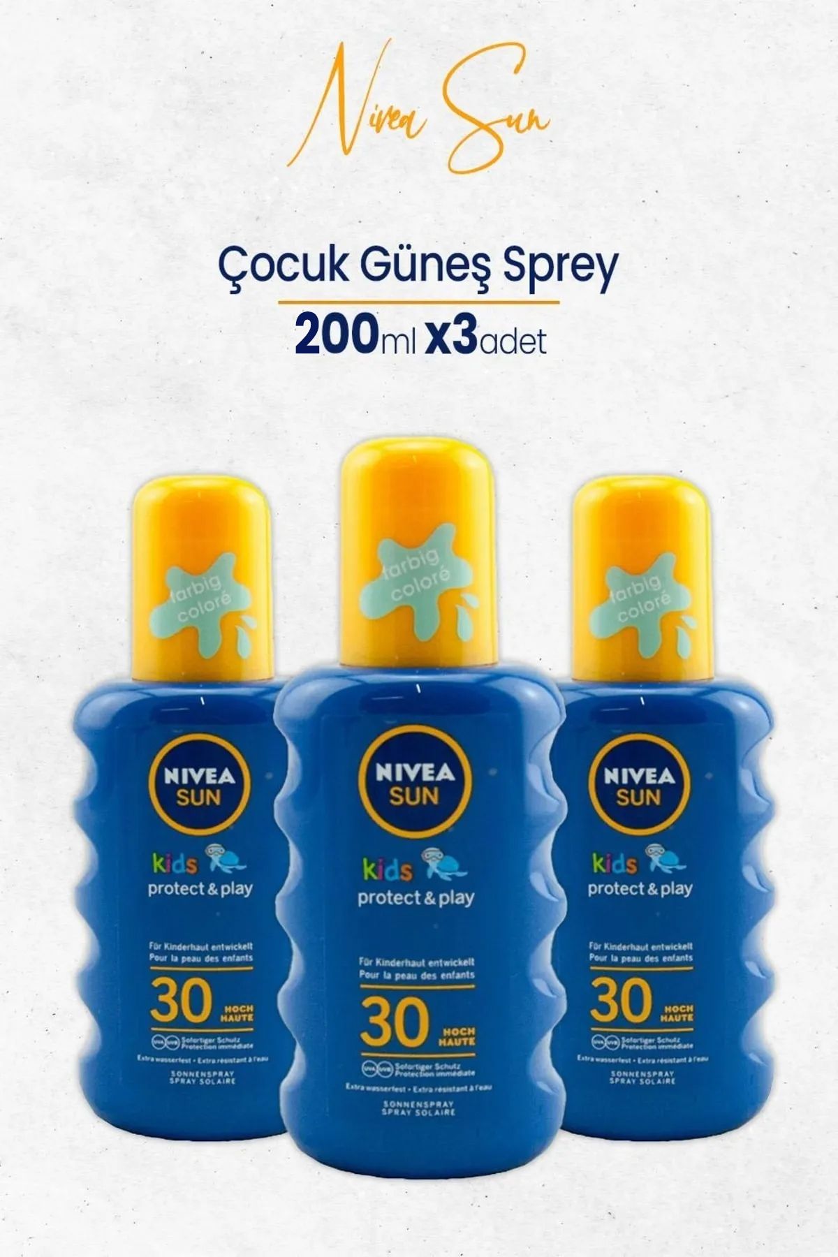 NIVEA Sun Çocuk Güneş Sprey 200 ml Spf30 X 3 Adet