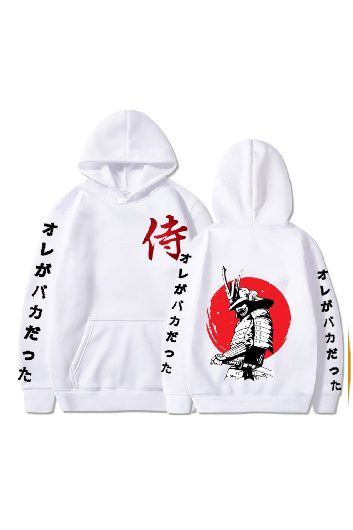 GALASHOP Samuray japon tarzı Anime baskılı kapüşonlu sweatshirt