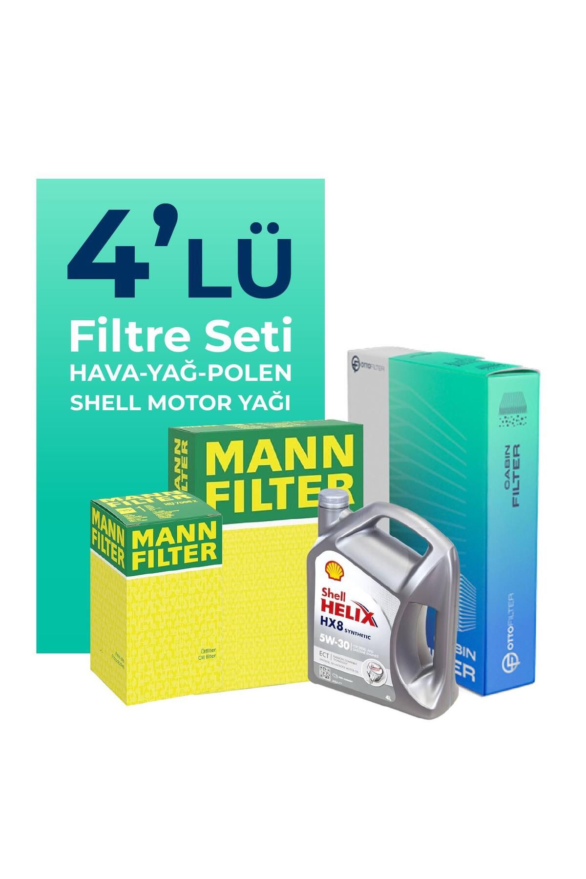 Mann Filter MANN Suzuki Swift 1.2 Filtre Bakım Seti Shell Motor Yağlı (2017-2023) 4 Lü