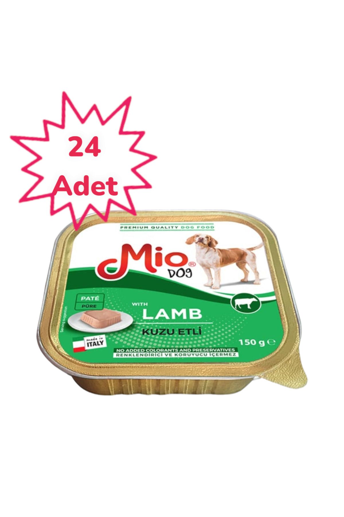 Mio Mio Kuzu Etli Köpek Maması - Mio Konserve Et Parçacıklı Yaş Mama 150 gr *** 24 Adet ***