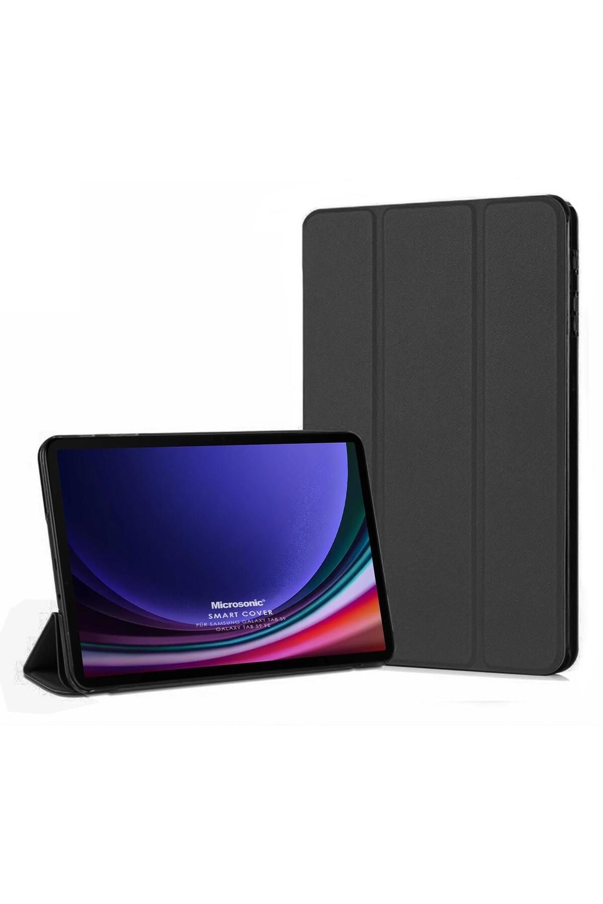 Microsonic Samsung Galaxy Tab S9 X710 Kılıf Slim Translucent Back Smart Cover Siyah