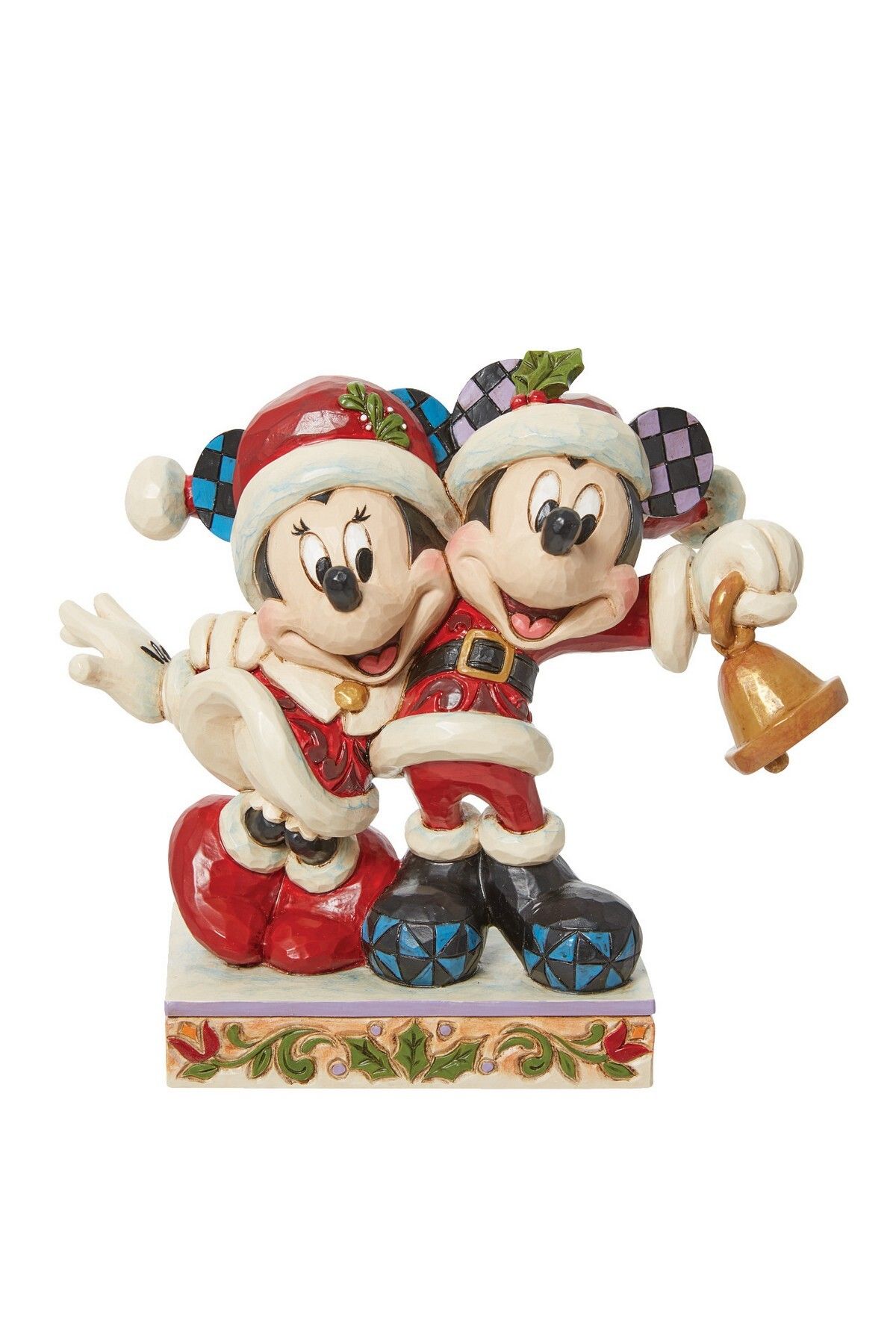DİSNEY Jingle Bell Mickey ve Minnie Mouse Noel Baba Figür Biblo