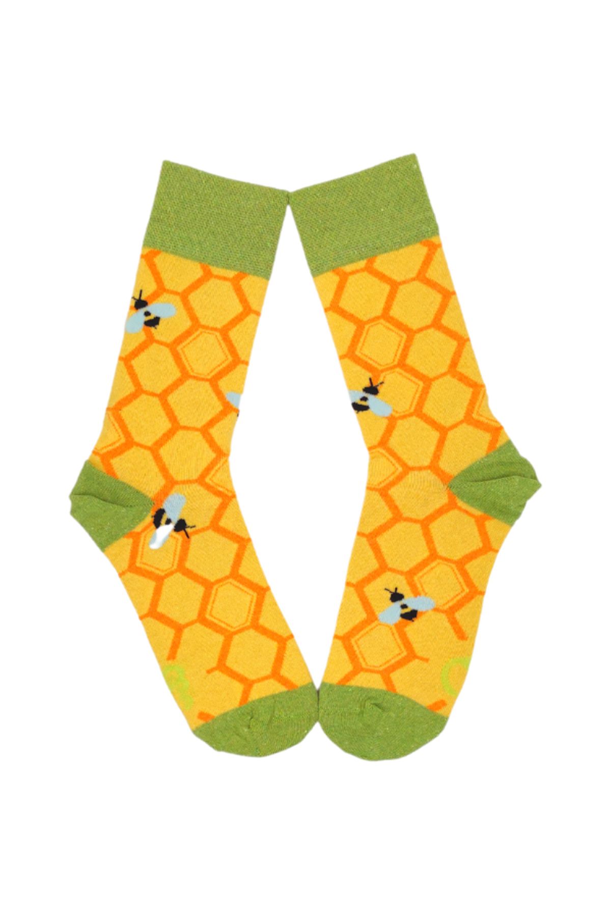 Happy Socks İthal Özel Seri Unisex Happy Honey Bees Renkli Soket Çorap