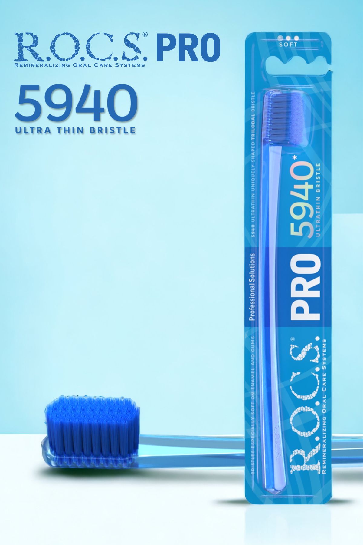 R.O.C.S. 5940 Adet Kıl Içeren Soft Diş Fırçası - Mavi Kıl