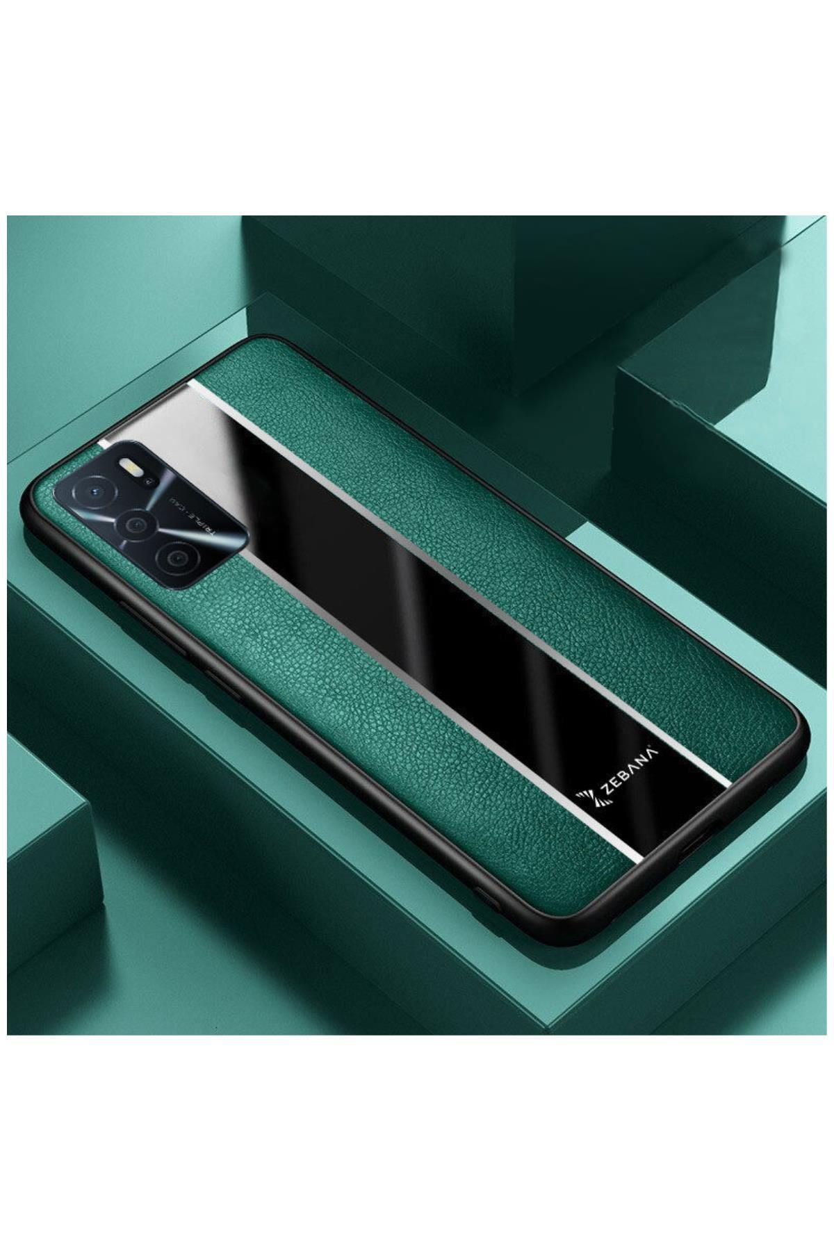 Zebana Oppo A16 Uyumlu Kılıf Premium Deri Kılıf Yeşil