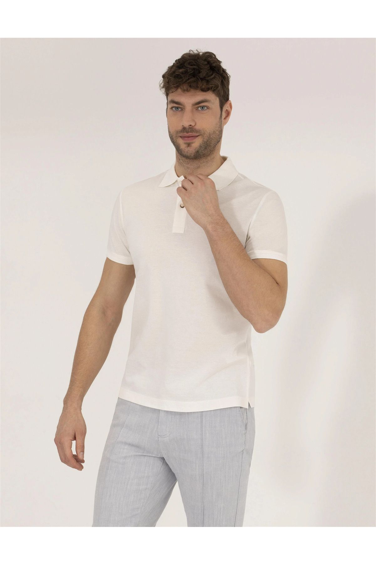 Pierre Cardin Beyaz Slim Fit Polo Yaka Merserize Tişört G021SZ011.000.1567290.VR013