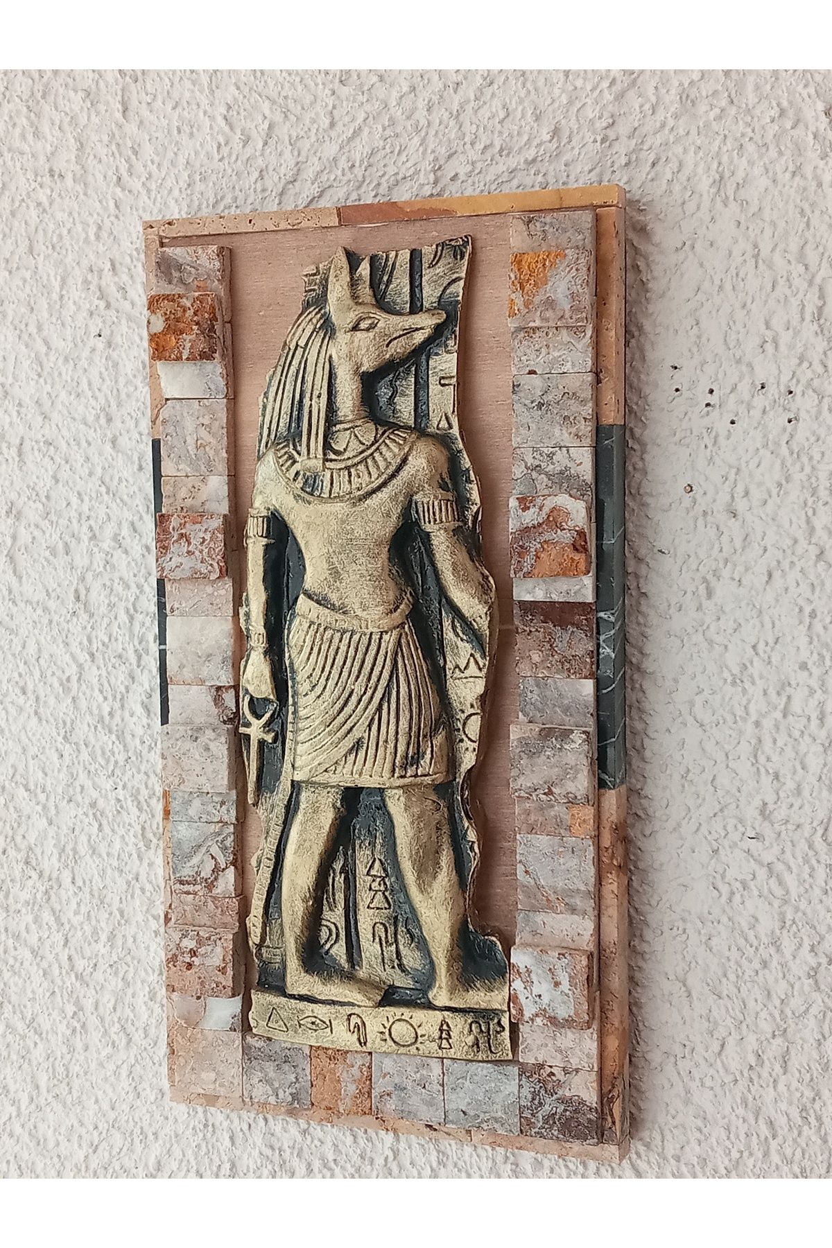 GÖKÇEN HOBİ Anubis (Anpu) Antik Mısır Ölüm ve Cenaze Tanrısı Taşlı Duvar Biblo