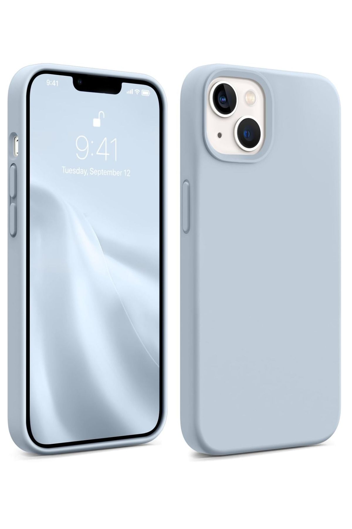 KVK PRİVACY Apple Iphone 13/14 Uyumlu Içi Kadife Lansman Silikon Kılıf Bebe Mavisi Kapak