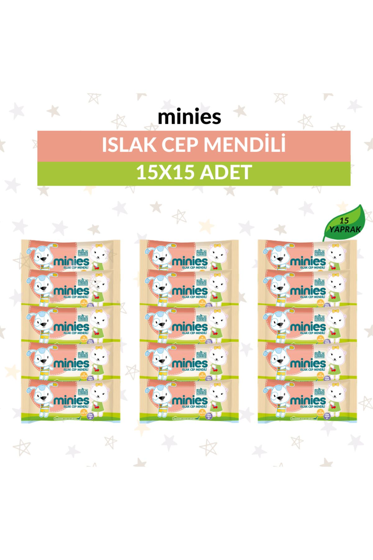 Minies Bebek Çocuk Hijyenik Islak Cep Mendili 15X15 Ekonomik Paket