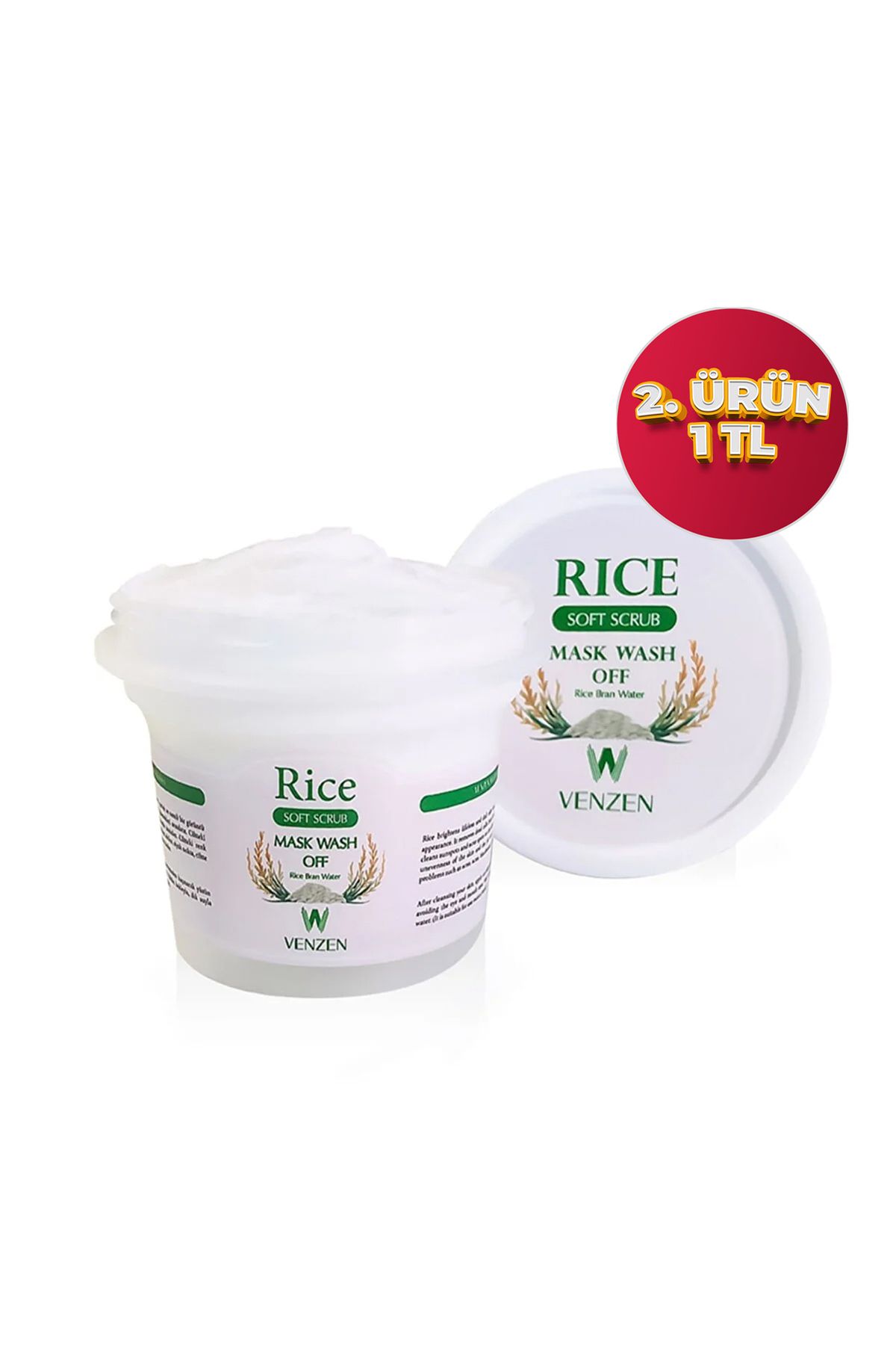 Venzen ® Rice Mask Wash Off Soft Scrub - Aydınlatıcı Yüz Bakım Peeling Maske 100g