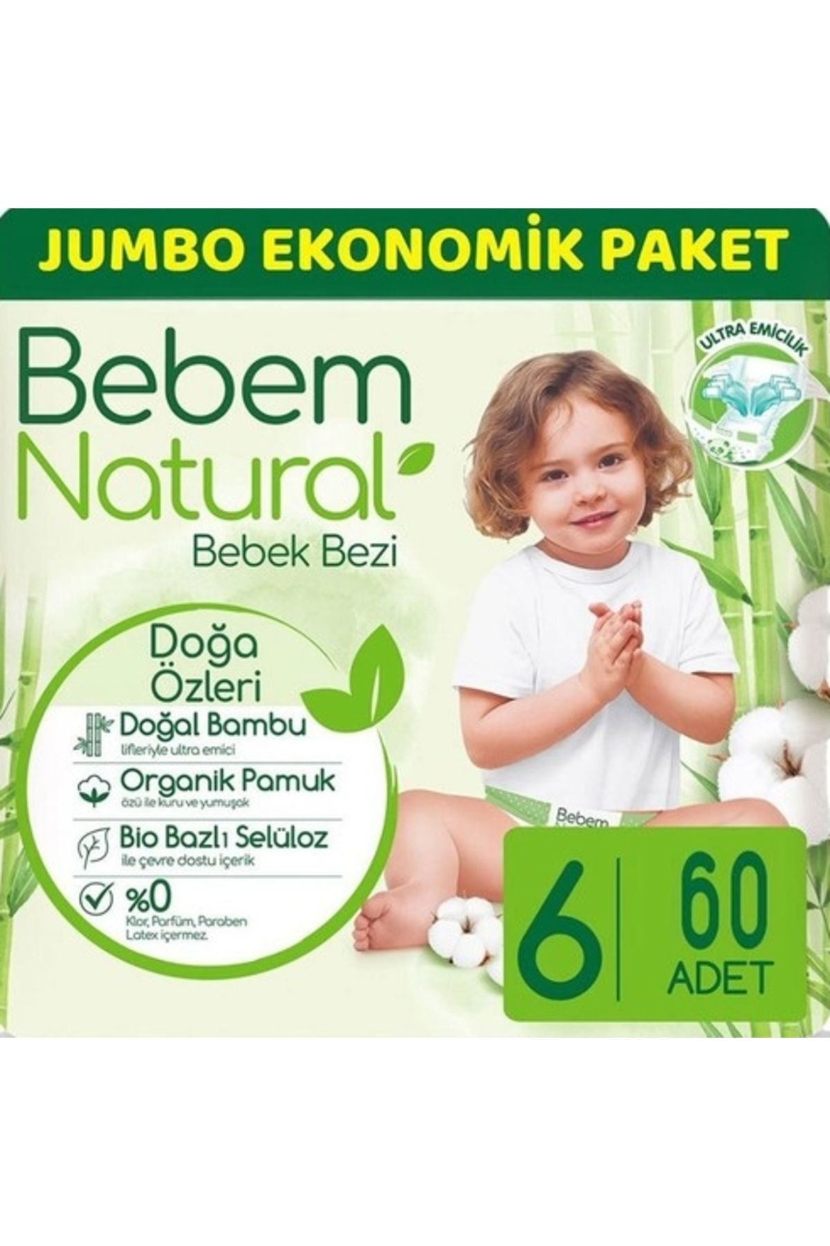 Bebem Natural Ultra Advantage 6 Numara Extra Large 15+ Kg 60 Adet