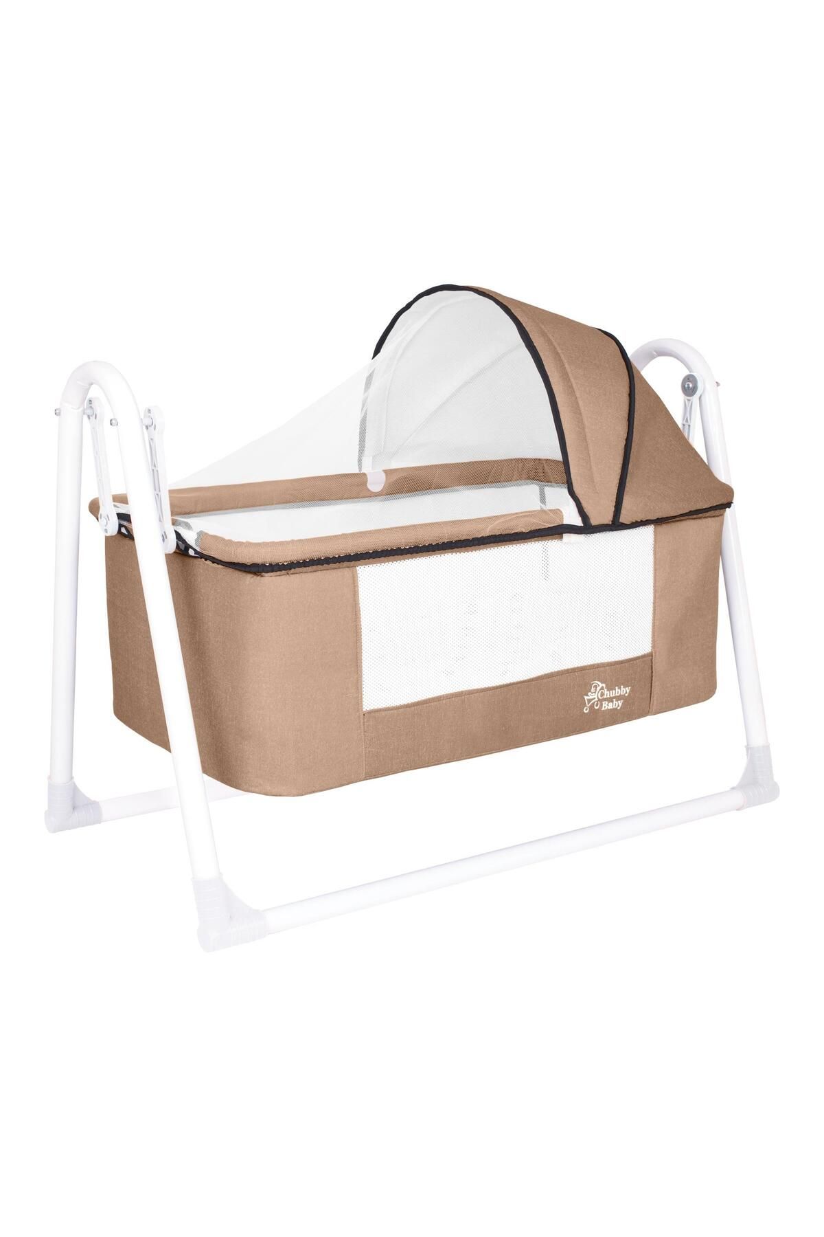 CHUBBY BABY First Class Portatif-Keten Tenteli Sepet Beşik Silinebilir Kumaş Bej