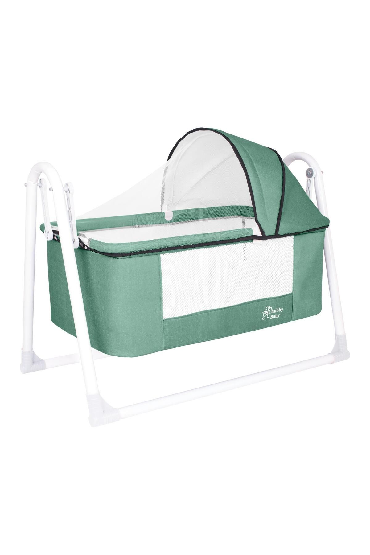 CHUBBY BABY First Class Portatif-Keten Tenteli Sepet Beşik Silinebilir Kumaş Yeşil
