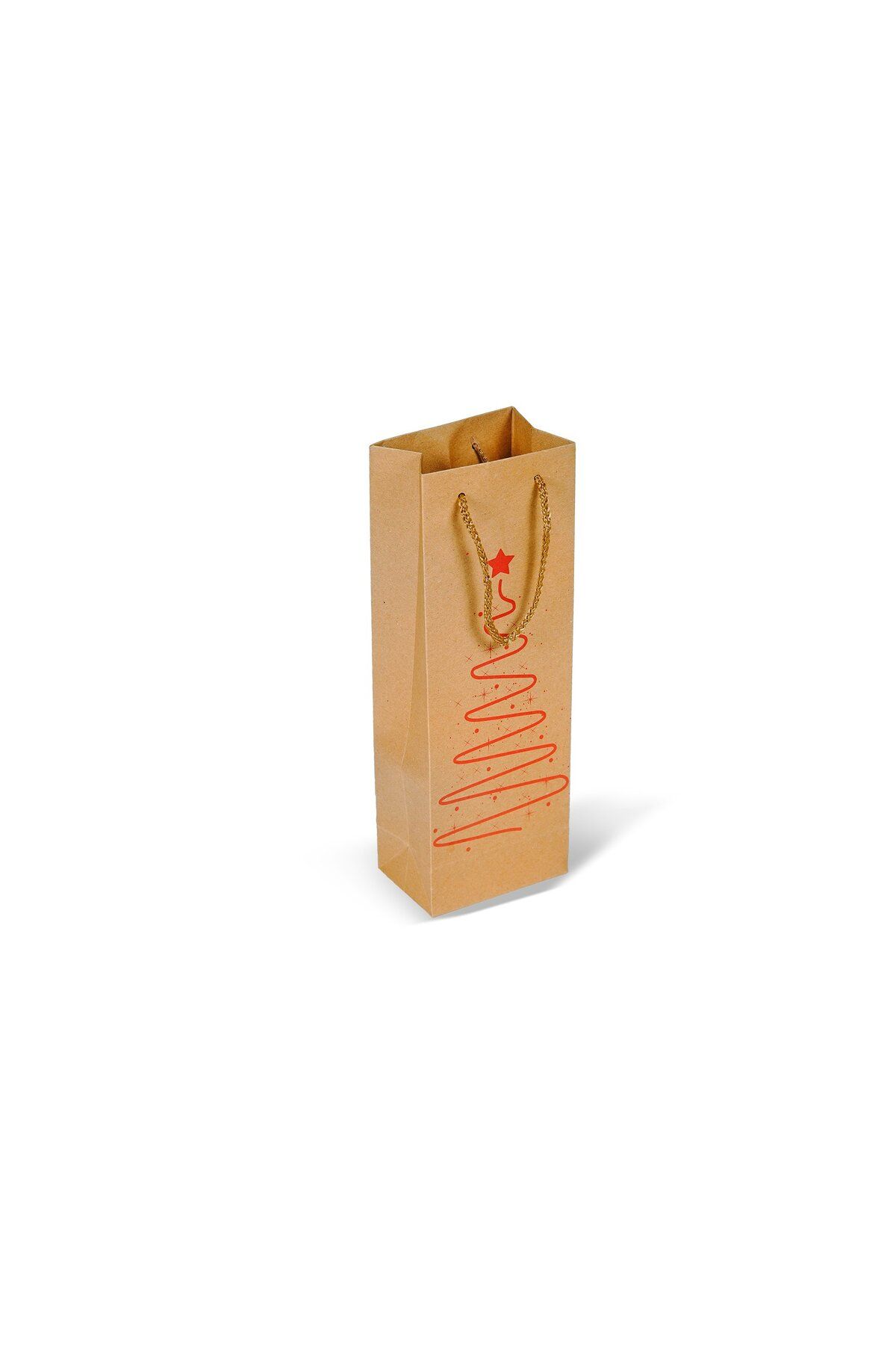 roco paper Yeni Yıl Yılbaşı Kırmızı Çamlı Şişe Taşıma Çantası 12*35*8 cm 25 Adet