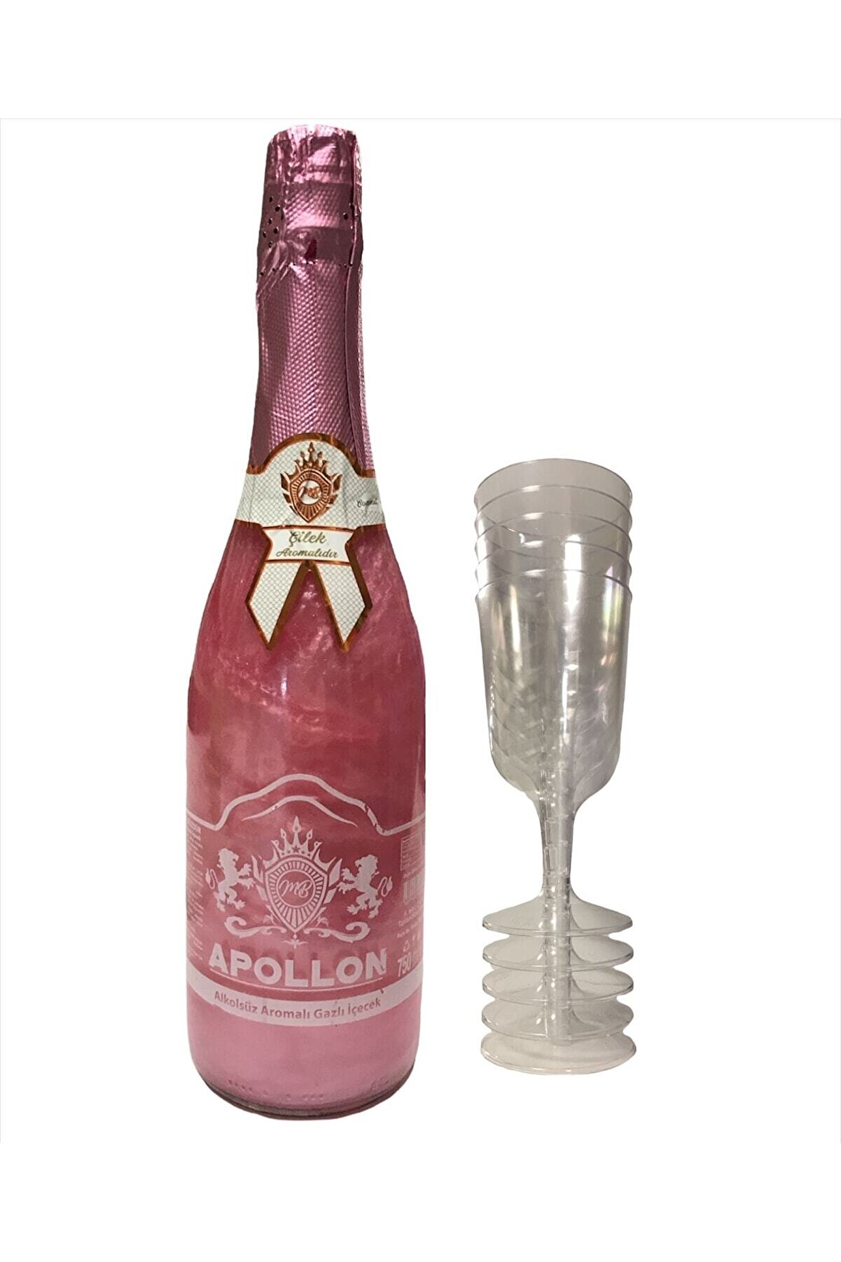 Happyland Çilek Aromalı Alkolsüz Şampanya Bride To Be Parti Içeceği Pembe Kokteyl 750ml Kadehli