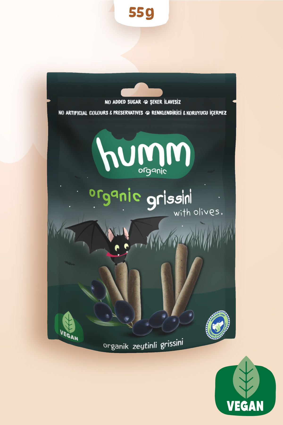 Humm Organic Organik Vegan Zeytinli Grissini - 55g