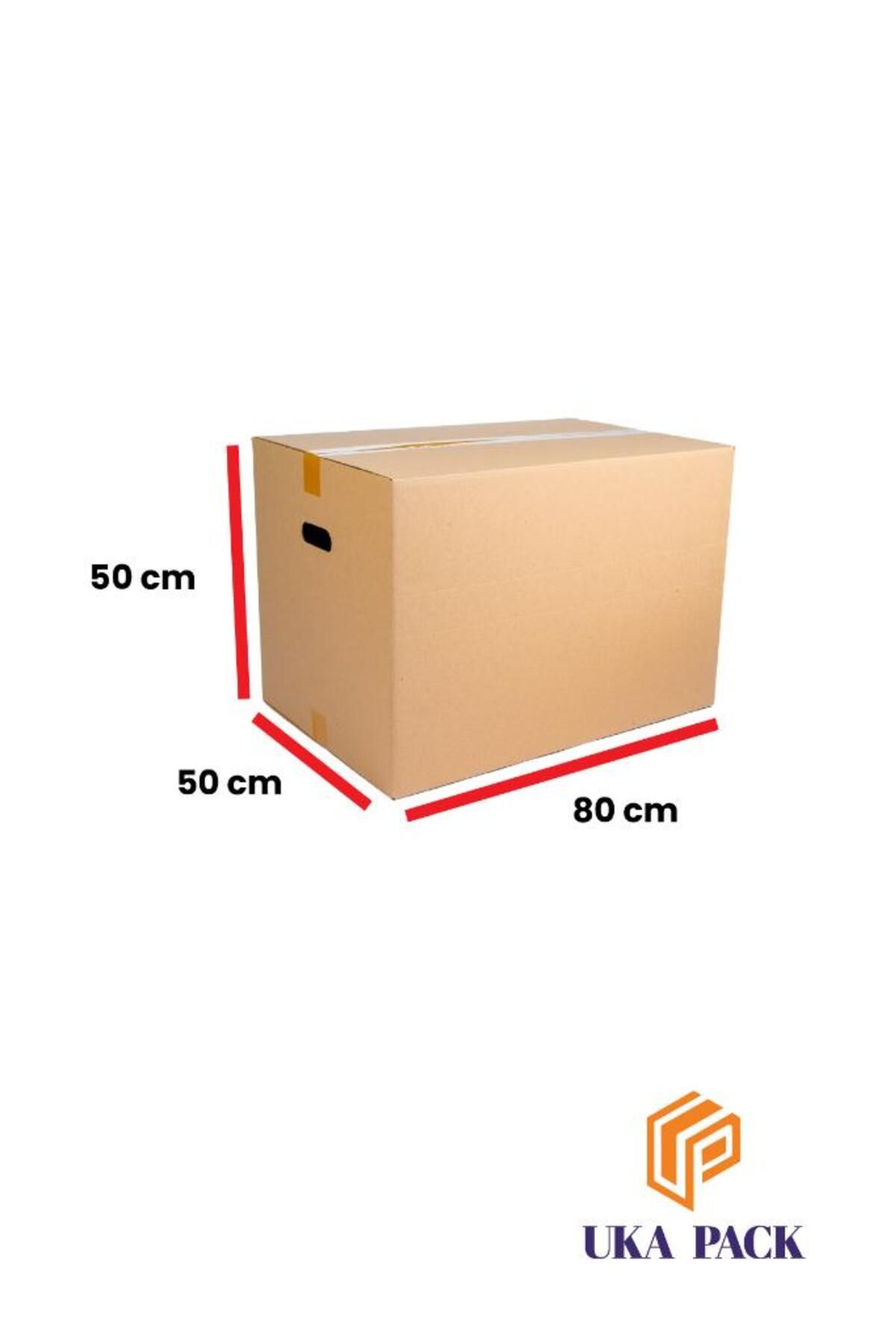 UKAPACK Gramajlı El Tutamaklı Karton Taşıma-taşınma Koli Kutu 80x50x50 - 5 Adet