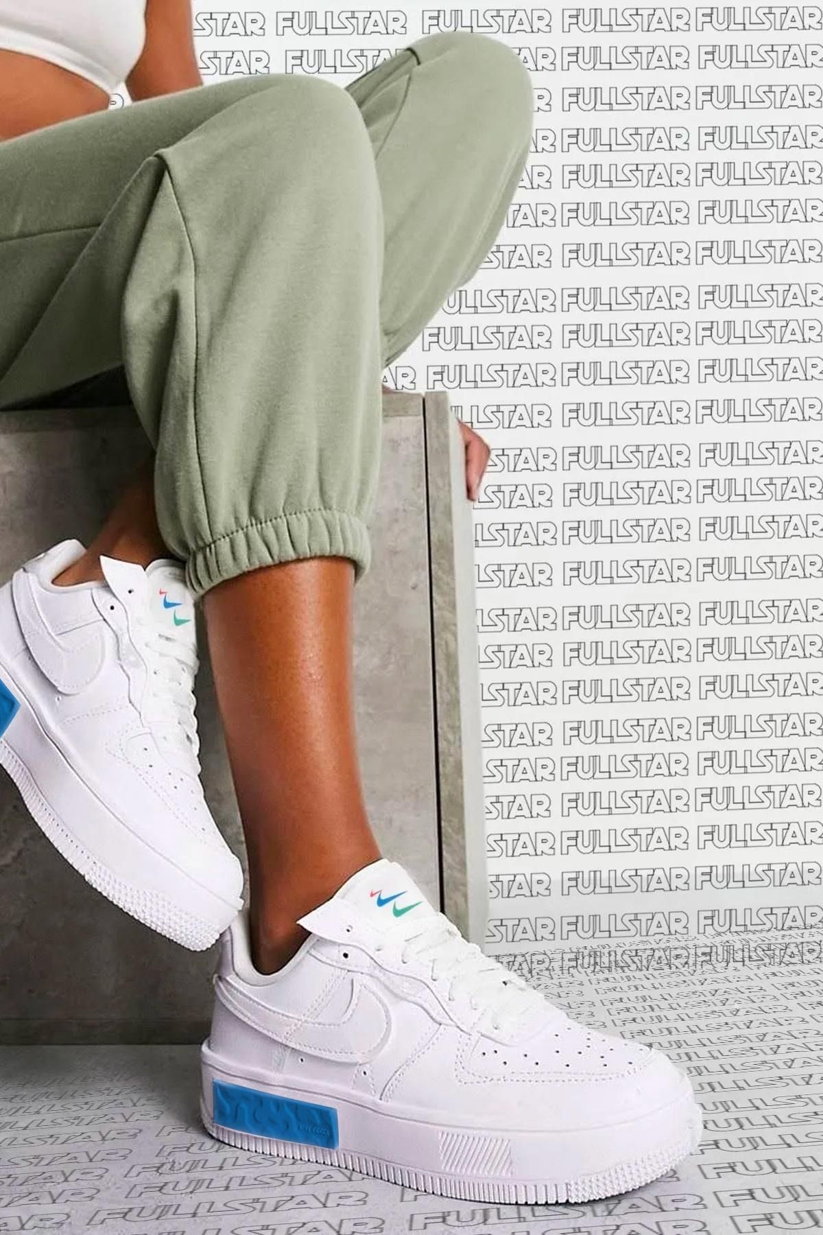 Nike Air Force Fontanka AF1 Leather Sneaker Hakiki Deri Günlük Beyaz Mavi Spor Ayakkabı