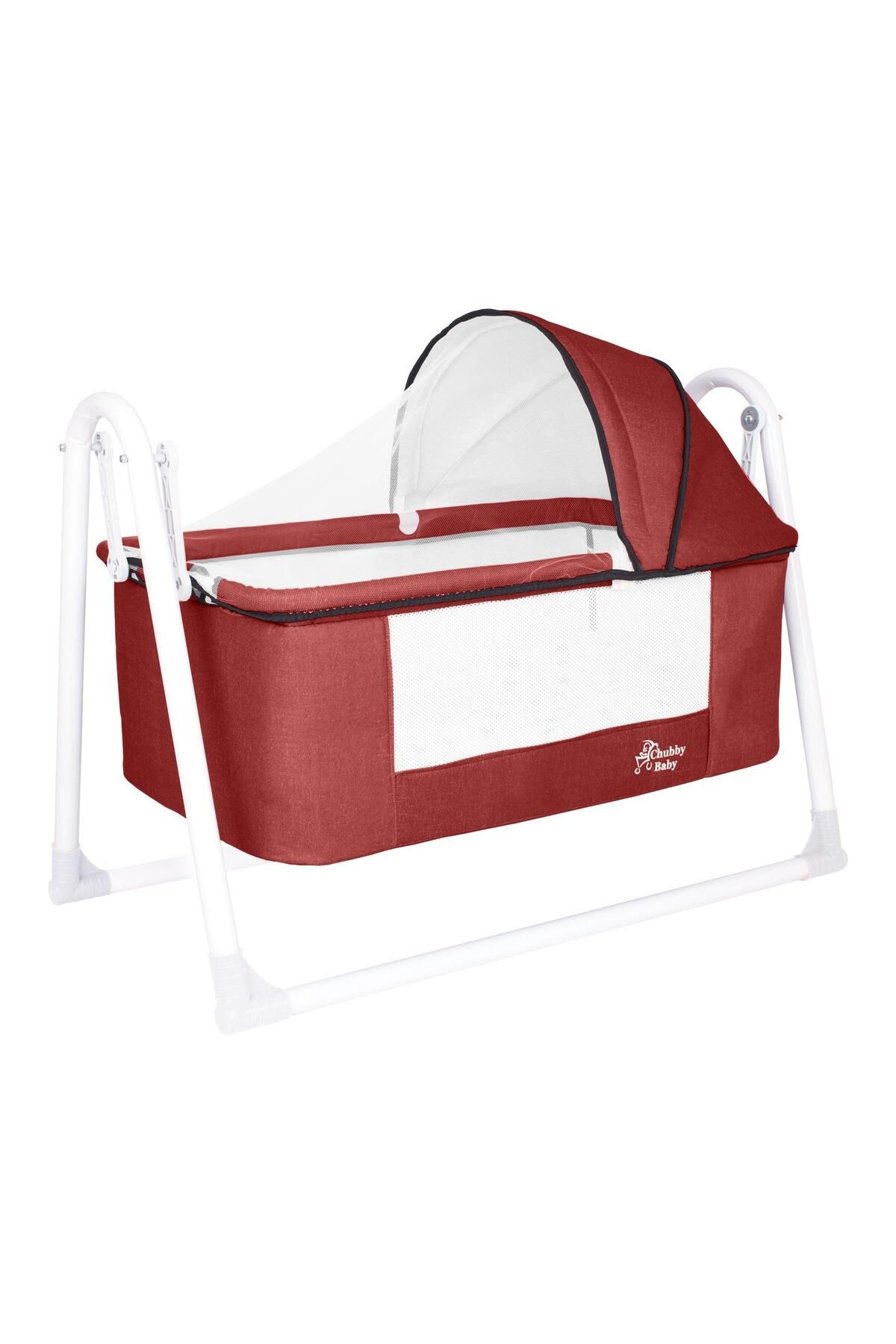 CHUBBY BABY First Class Portatif-Keten Tenteli Sepet Beşik Silinebilir Kumaş Kırmızı