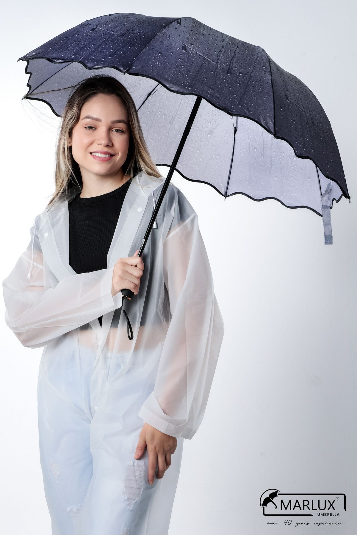 Marlux Lüx Kırılmaz Özellikli Bayan Taşıma Yağmur Damla Desenli