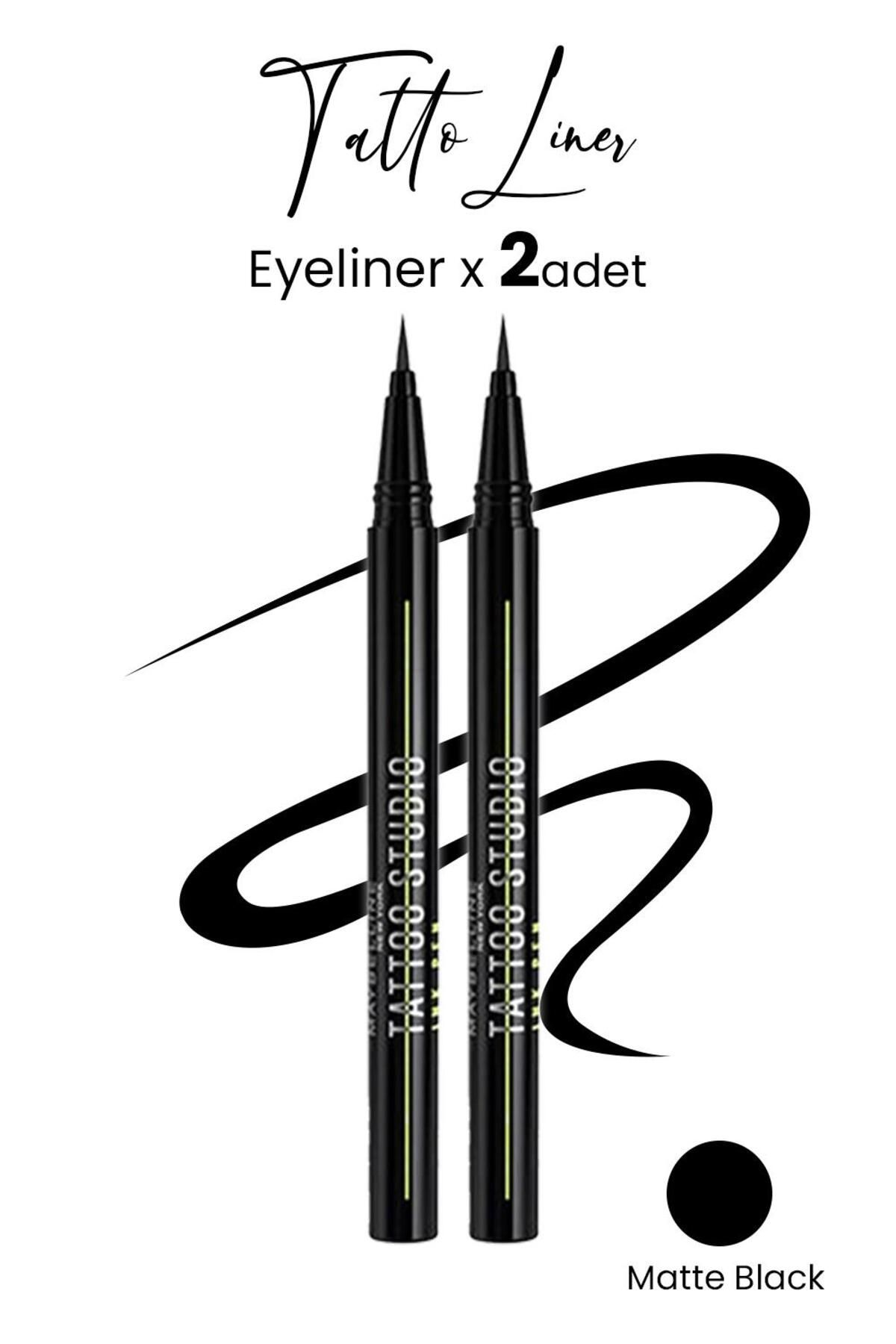 Maybelline New York Maybelline Tattoo Liner Ink Pen Eyeliner - Matte Black X 2 Adet