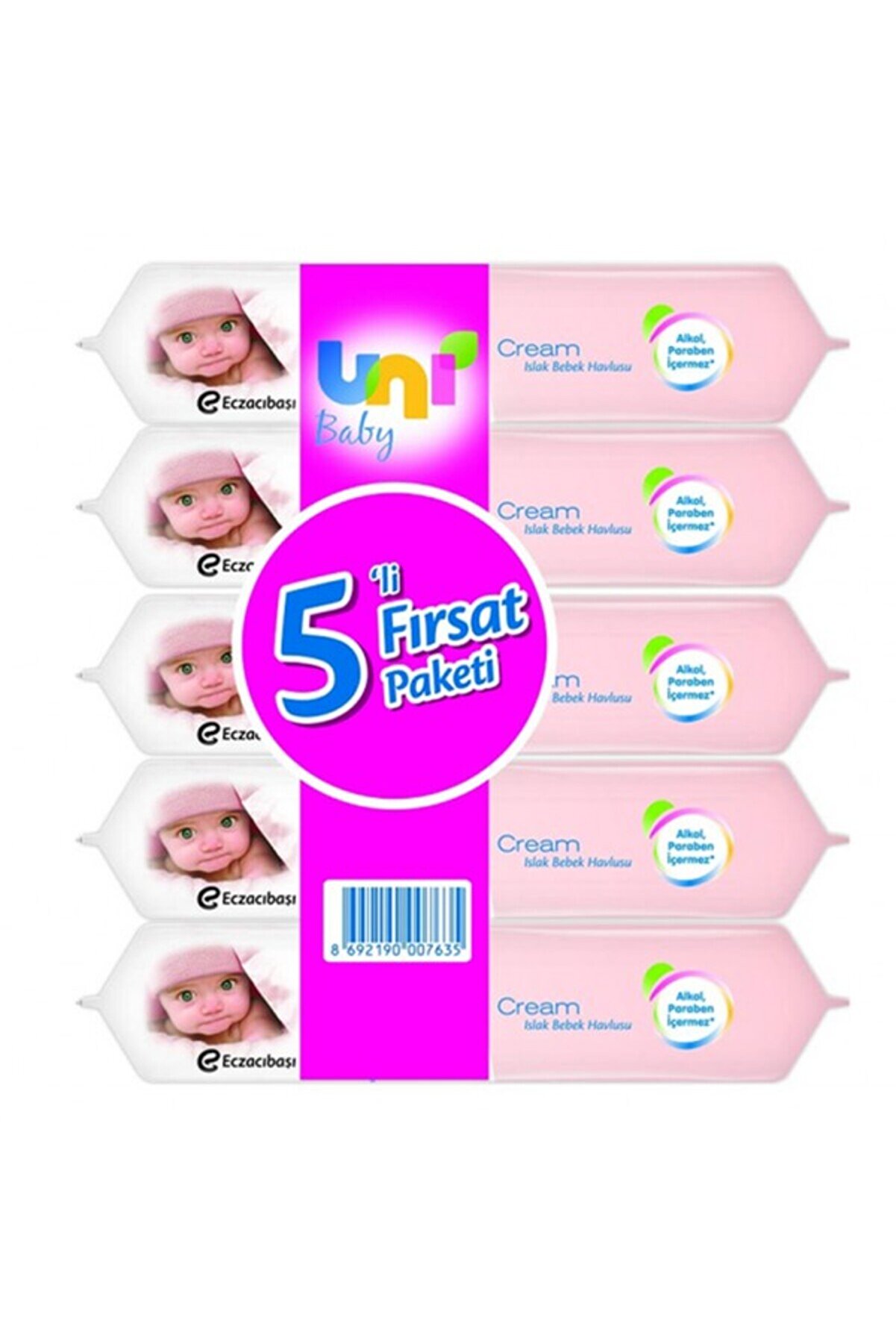 Uni Baby Cream Islak Havlu 5\'li Fırsat Paketi
