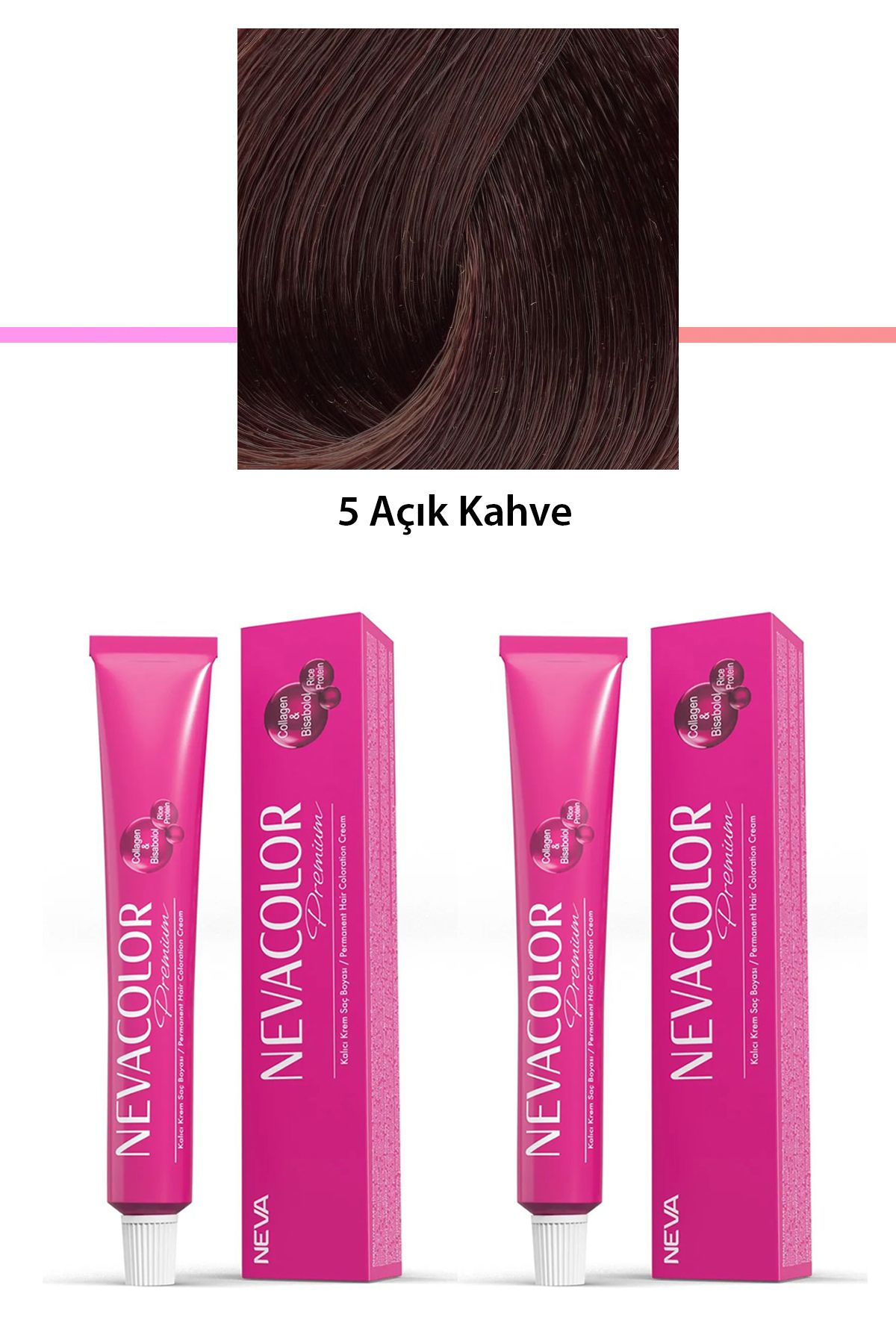 Neva Color 2 li Set Premium 5 Açık Kahve - Kalıcı Krem Saç Boyası 2 X 50 g Tüp