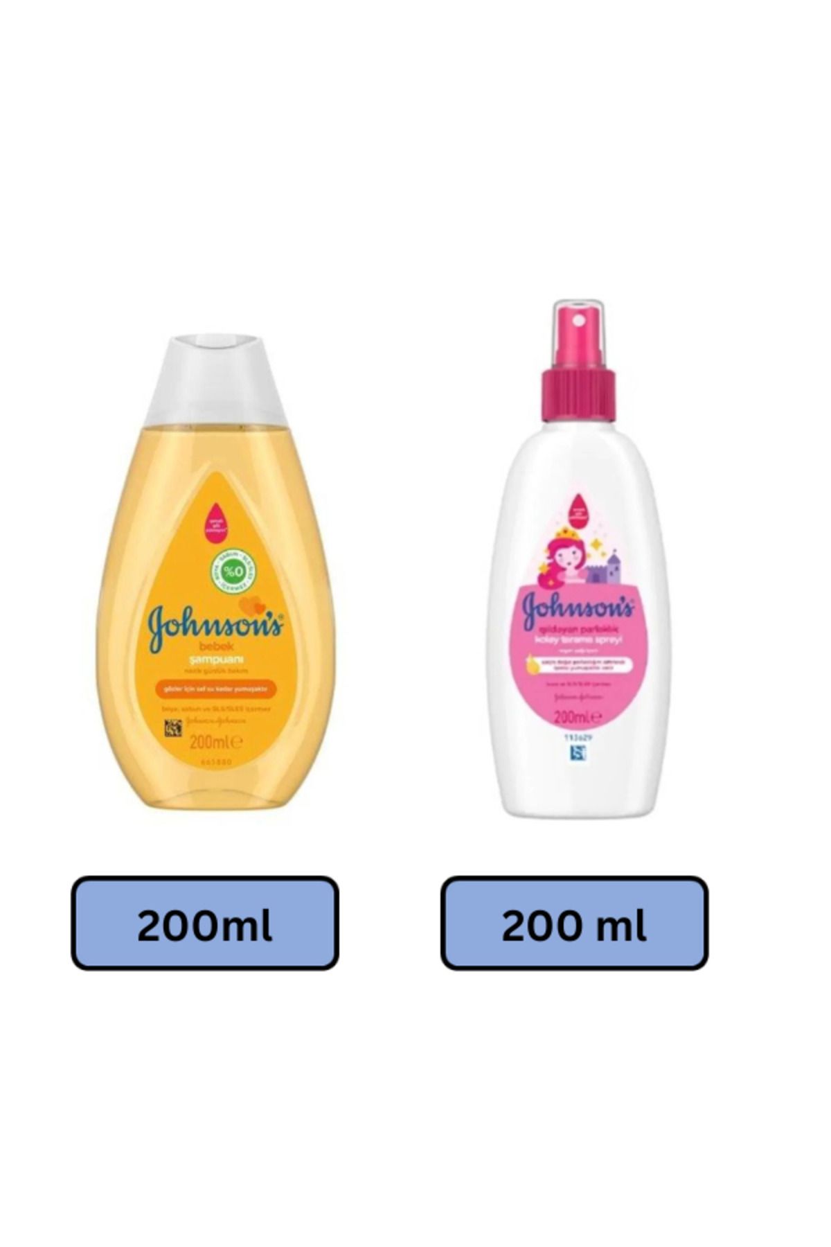 Johnson's Bebek Şampuanı 200 Ml+Johnson's Işıldayan Parlaklık Serisi Kolay Tarama Spreyi 200 Ml