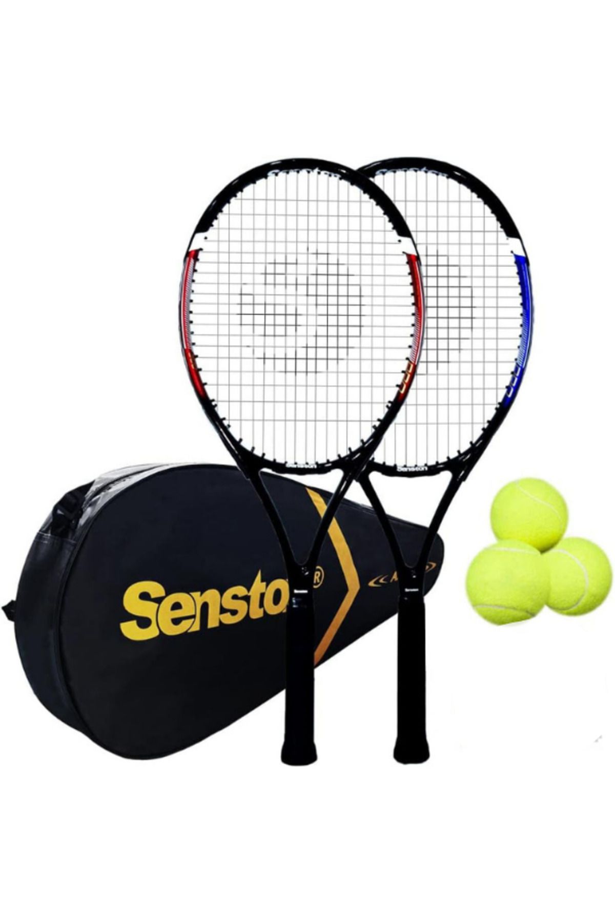 Janissary 27inç Yetişkin Tenis Raketi "2 Adet" ve "3 Adet" Tenis Topu, Deluxe Tenis Çantası